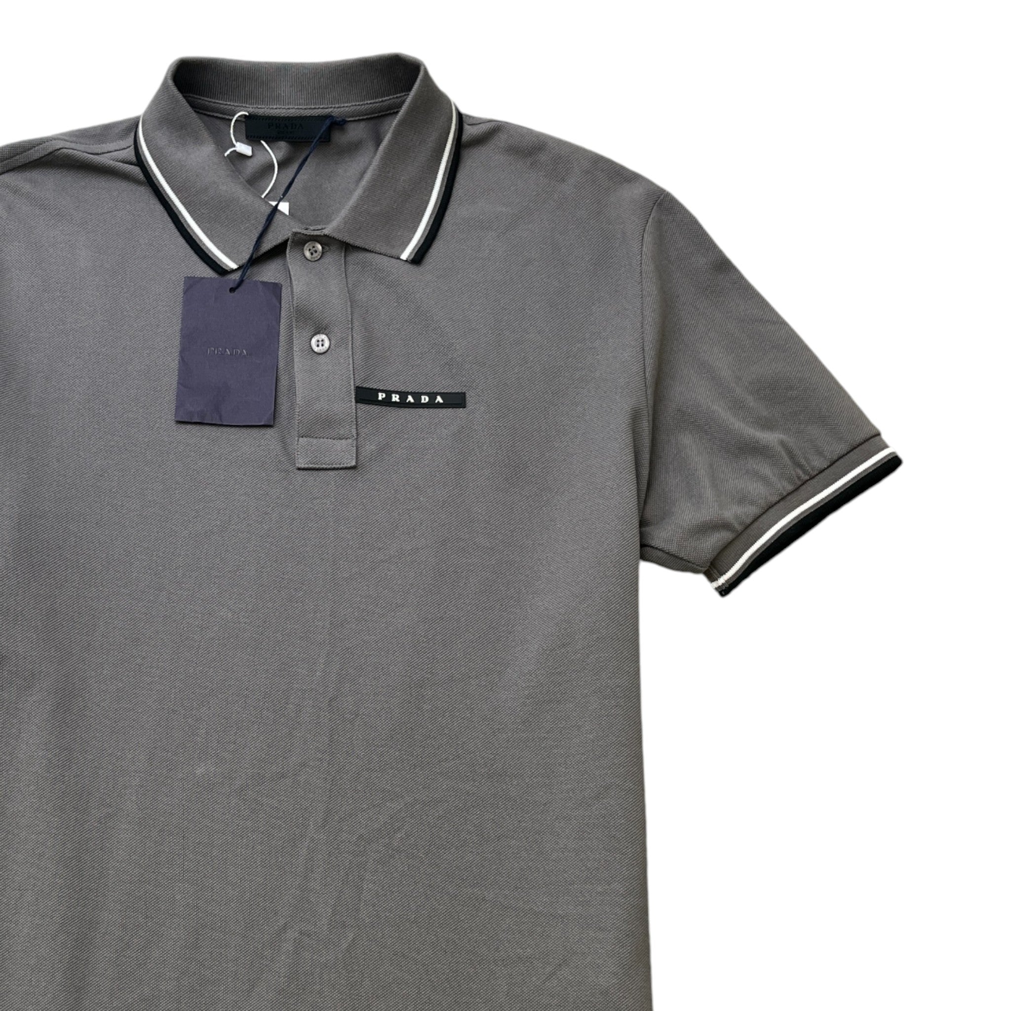 Men's Applique Logo Polo Shirt Grey Size L