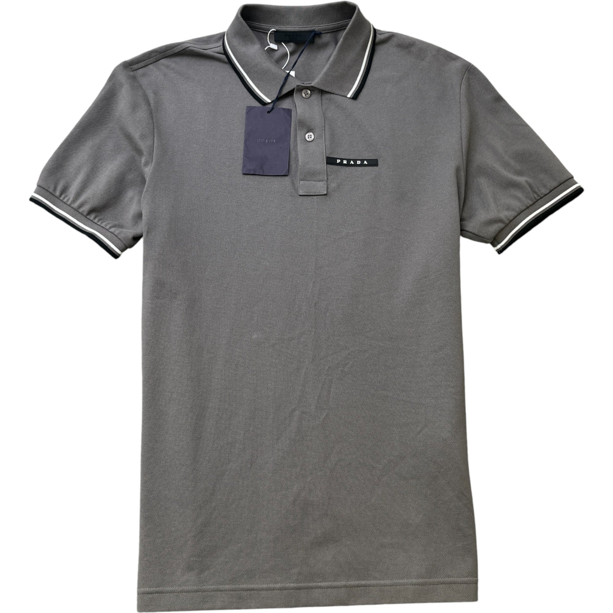 Men's Applique Logo Polo Shirt Grey Size L
