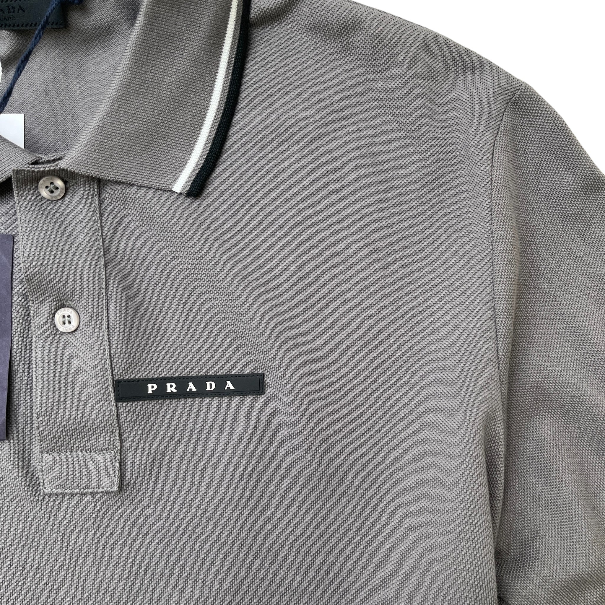 Men's Applique Logo Polo Shirt Grey Size L