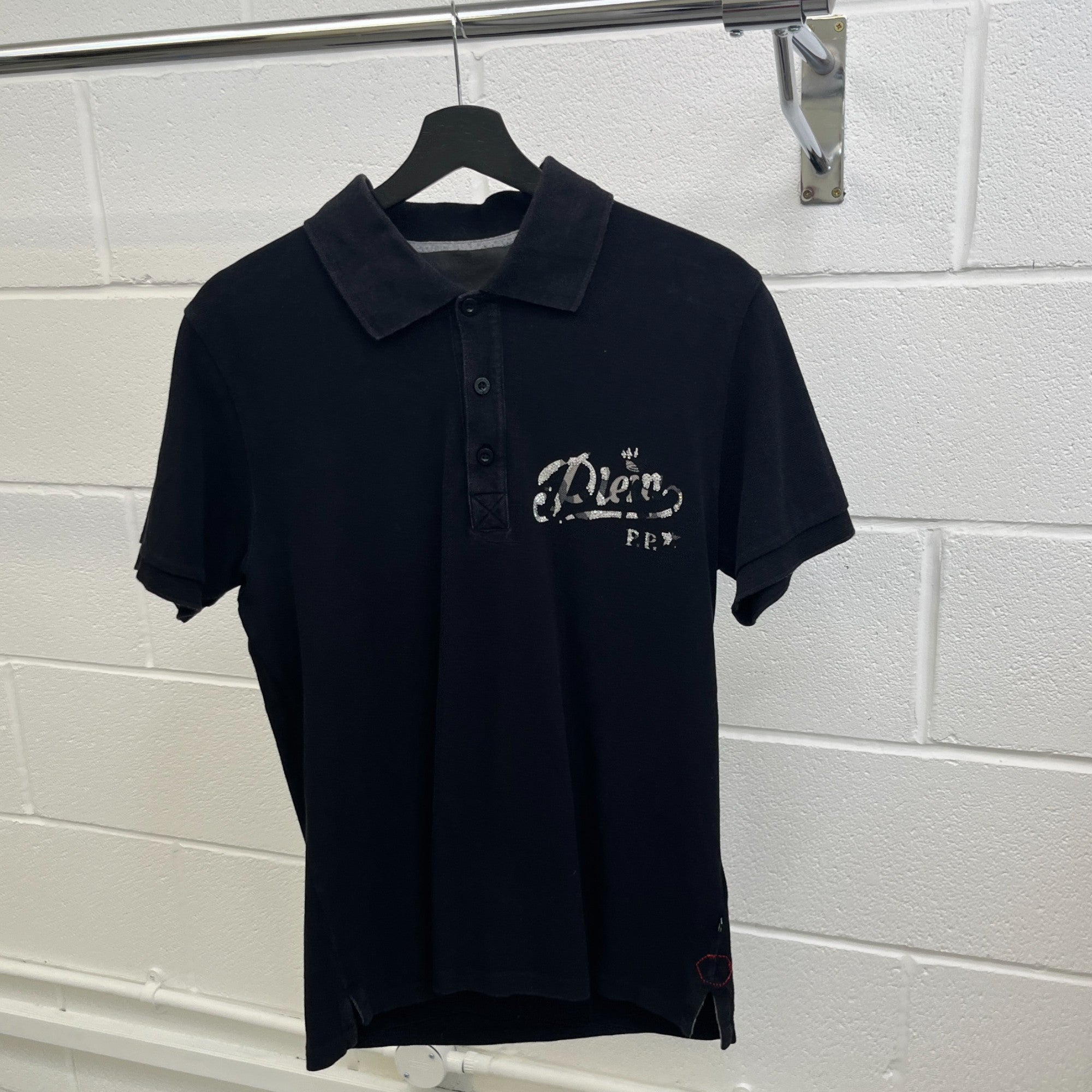 Men's Camo Skull Polo Shirt Black Size L