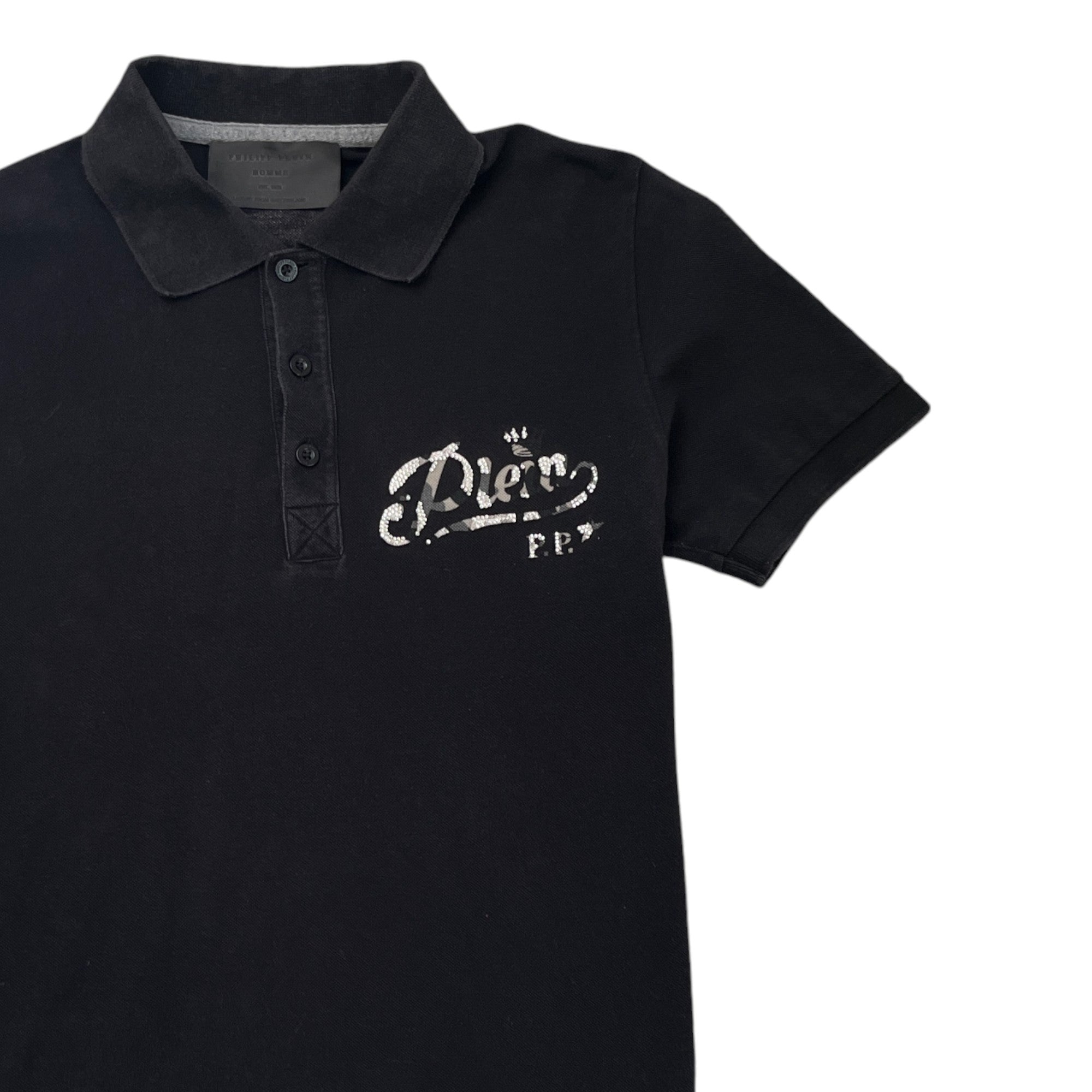 Men's Camo Skull Polo Shirt Black Size L