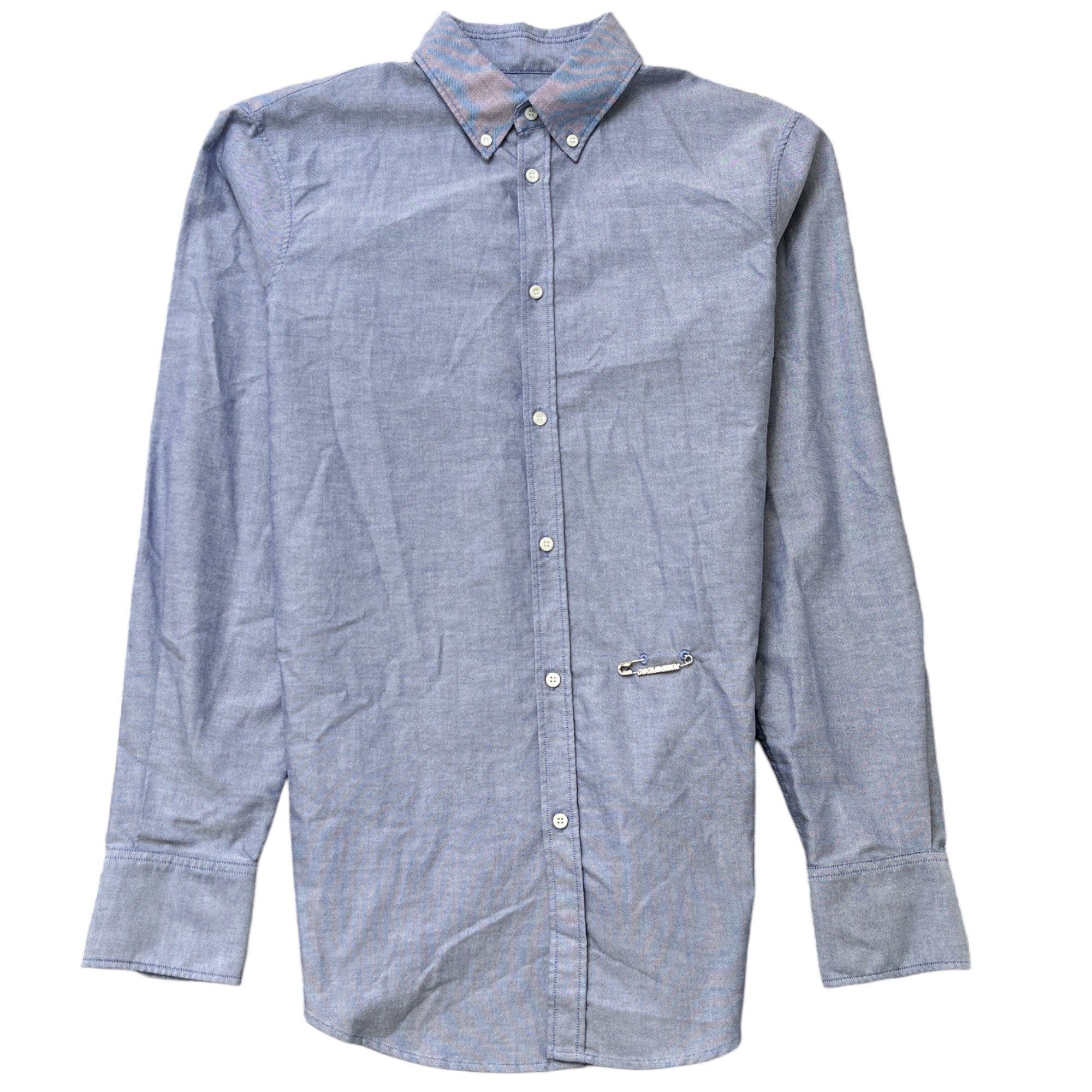 Men's Safety Pin Logo Long Sleeve Shirt Blue Size IT 48 / UK M