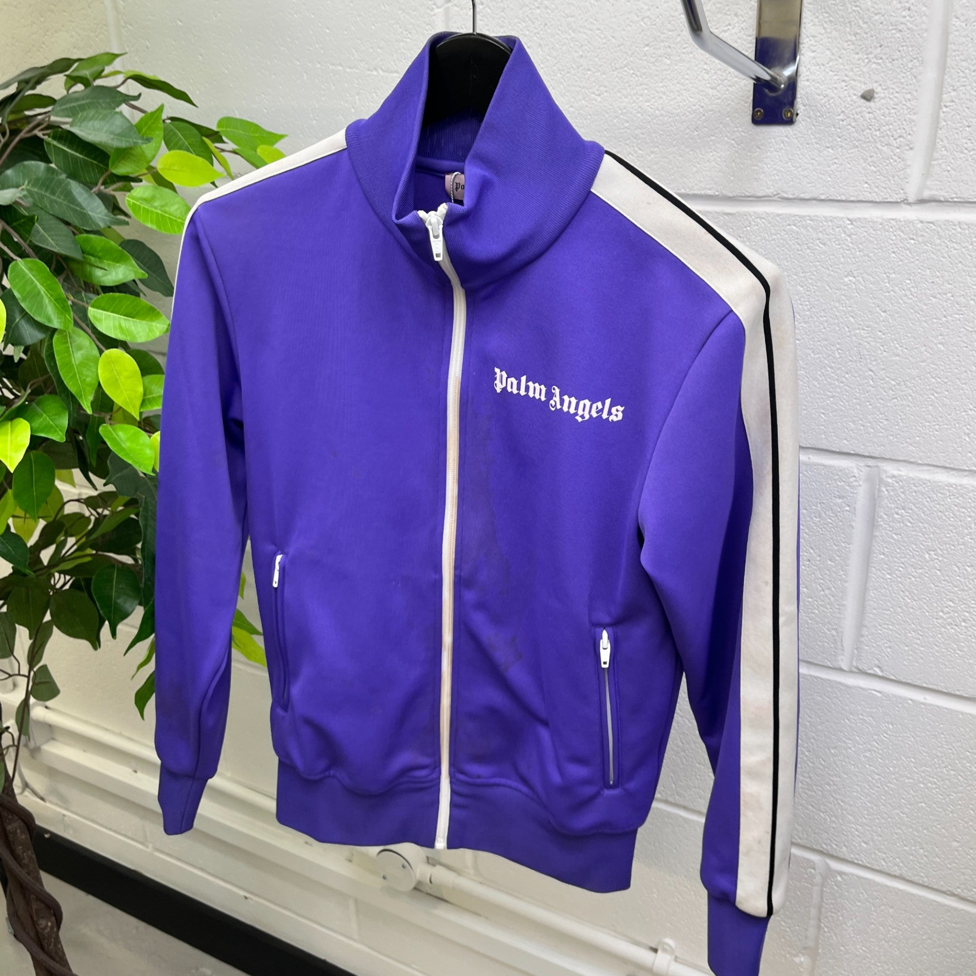 Men's Printed Logo Track Jacket Purple Size XS