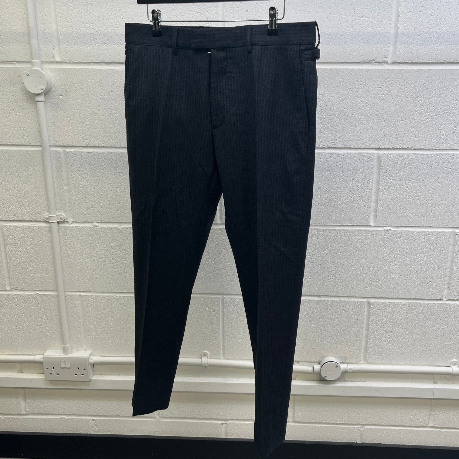 Men's Charcoal Pinstripe Trousers Grey Size Waist 42"