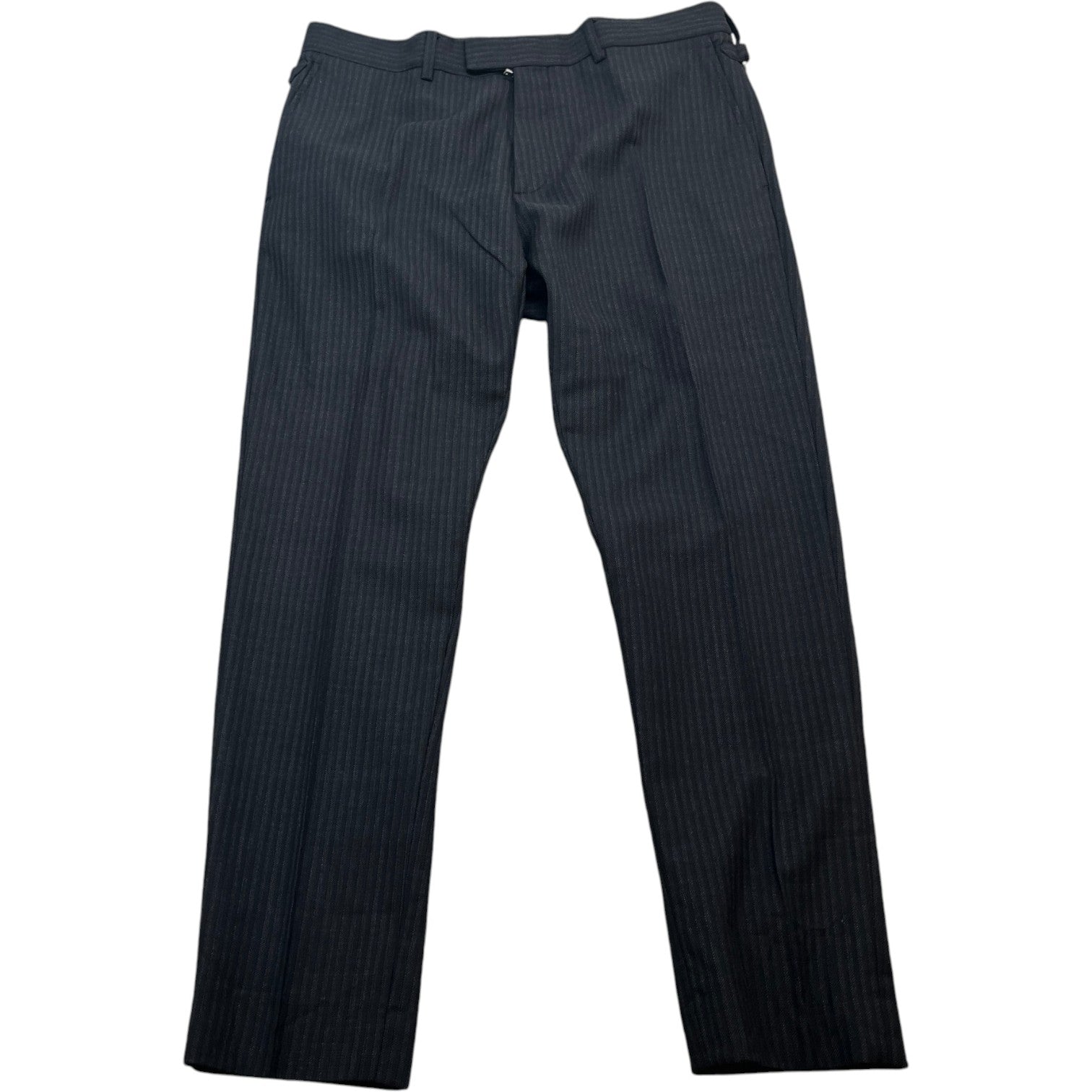 Men's Charcoal Pinstripe Trousers Grey Size Waist 42"