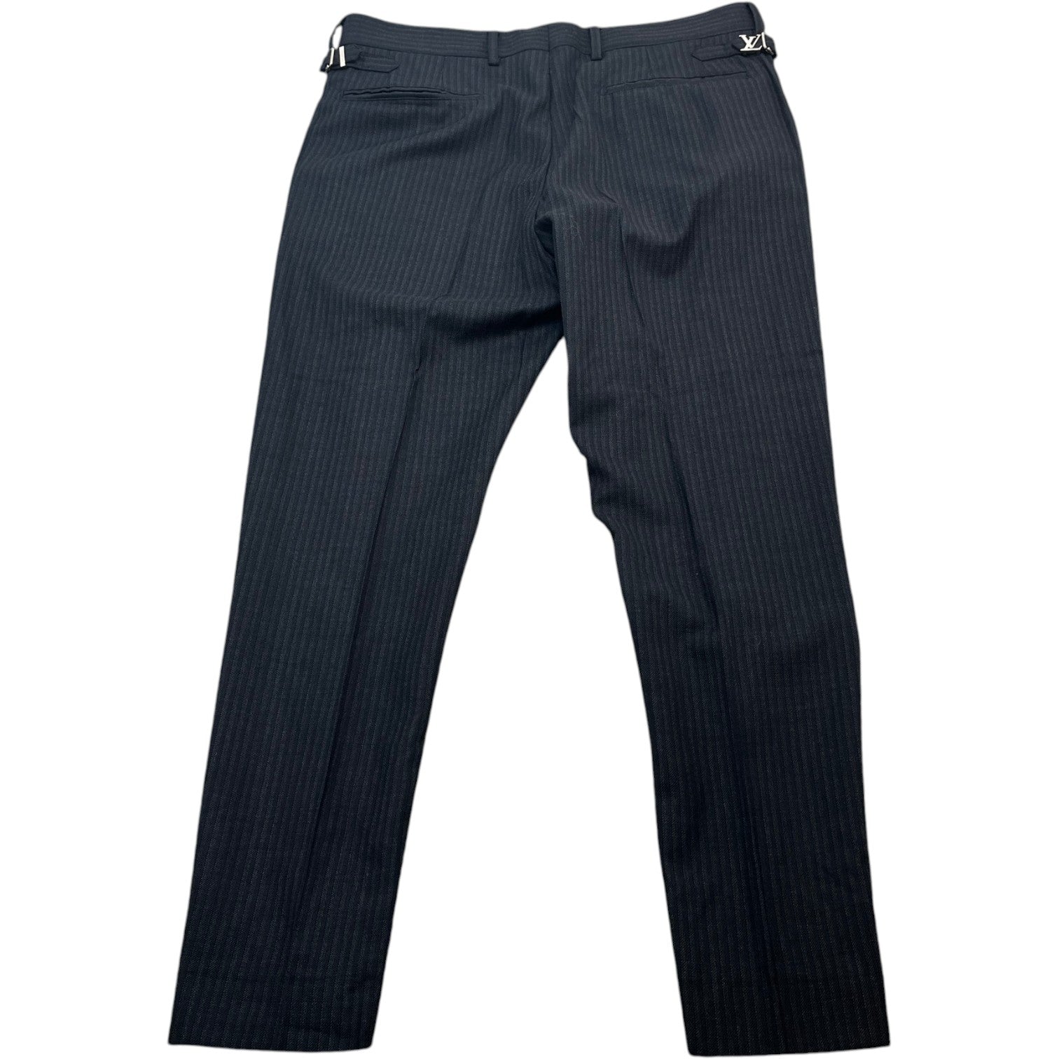 Men's Charcoal Pinstripe Trousers Grey Size Waist 42"