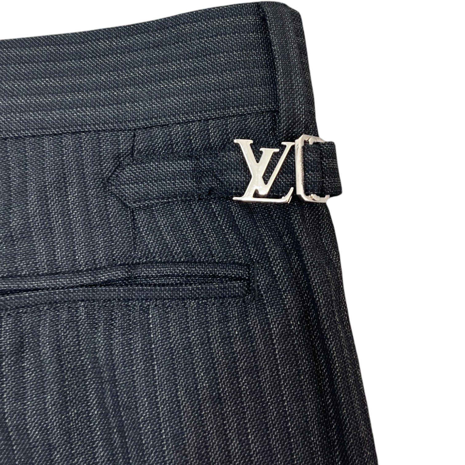 Men's Charcoal Pinstripe Trousers Grey Size Waist 42"