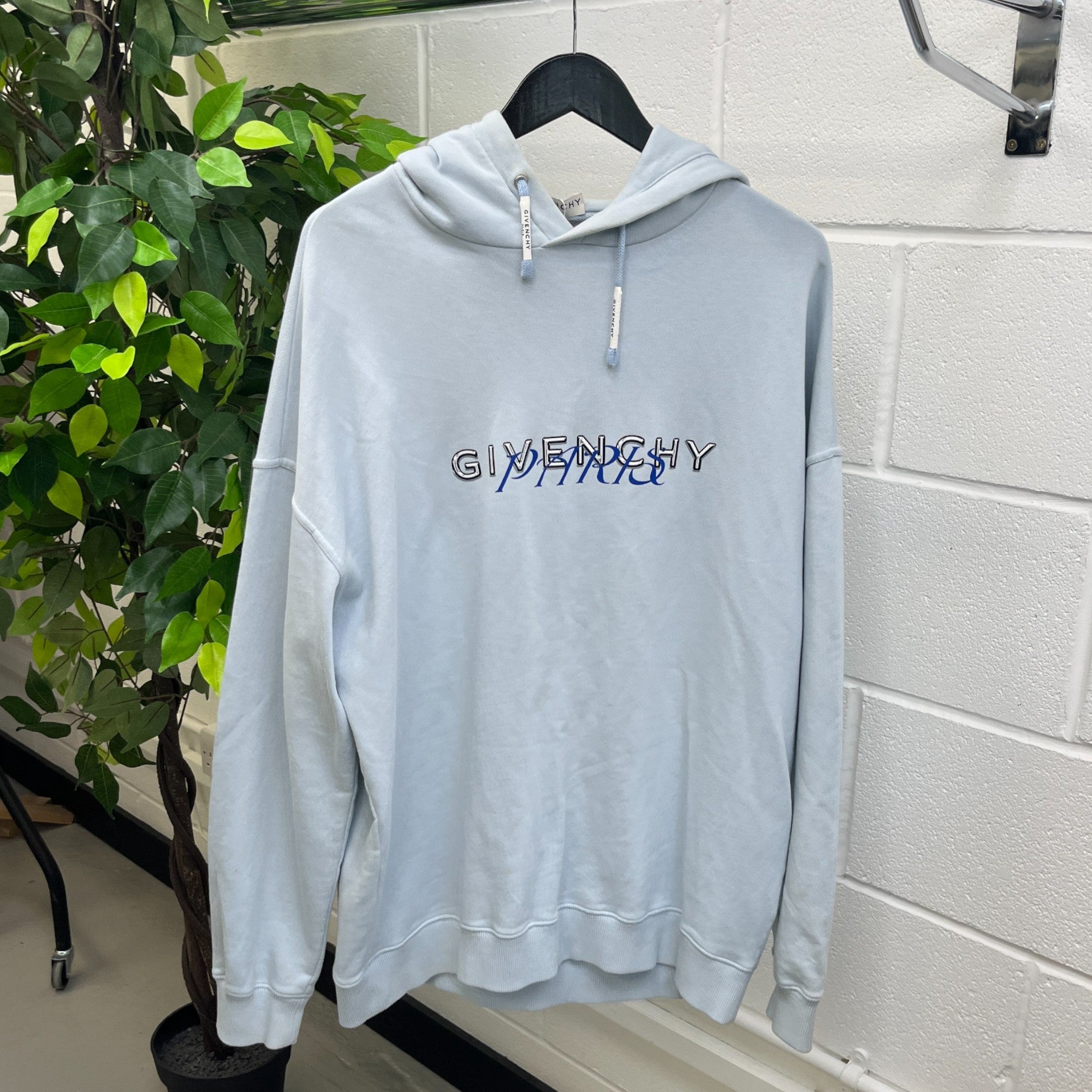 Men's Paris Logo Hoodie Blue Size XL
