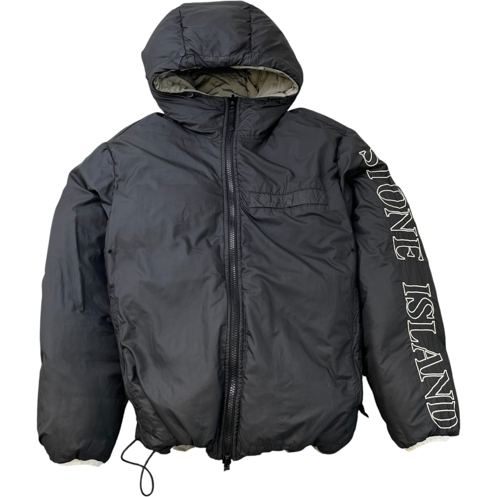 Men's Reversible Applique Logo Down Jacket Black Size L