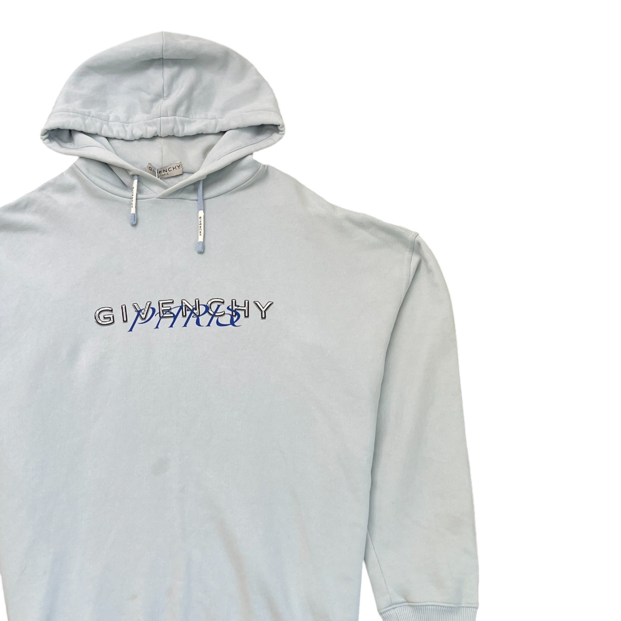 Men's Paris Logo Hoodie Blue Size XL