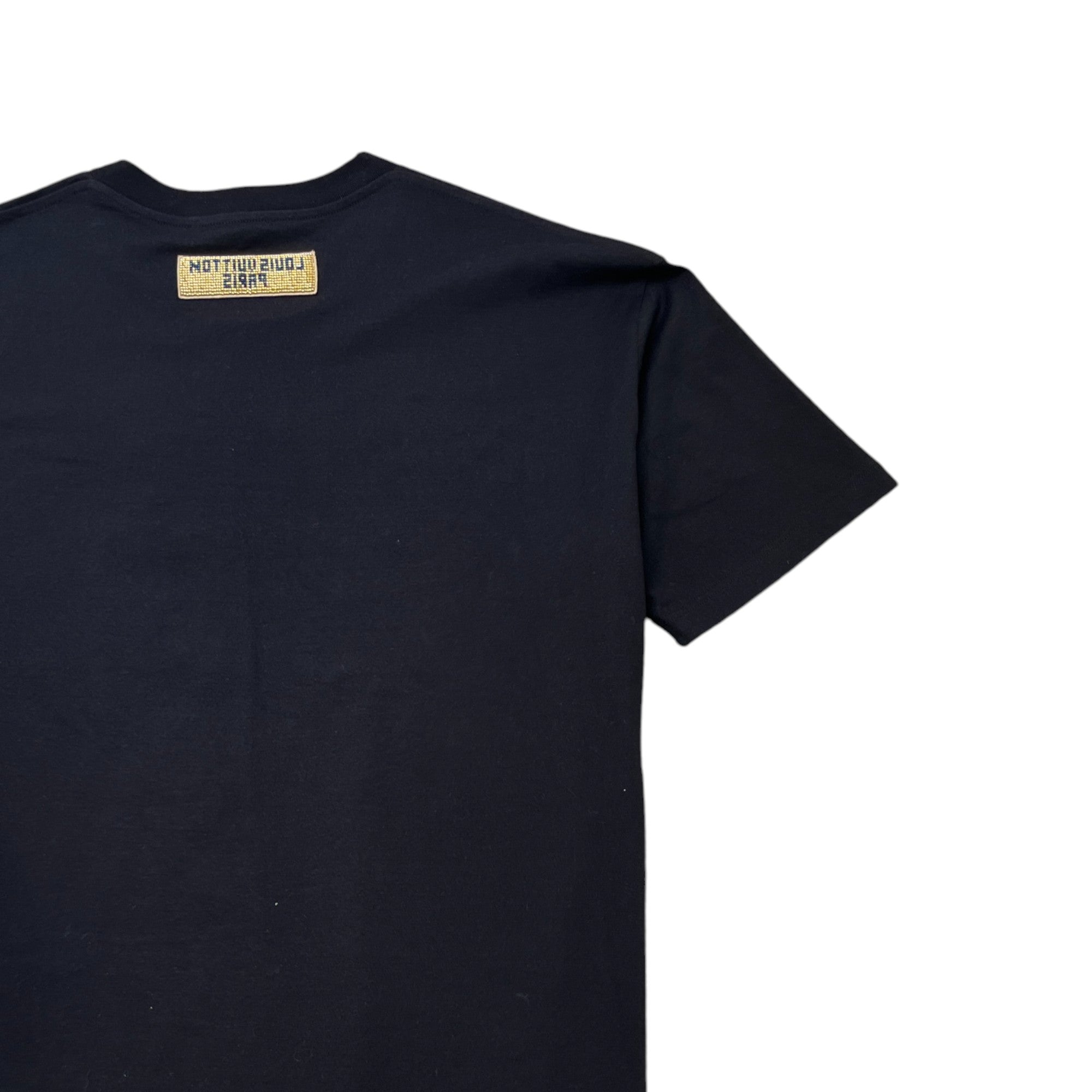 Men's Bead Embellished Cotton T-Shirt Black Size L