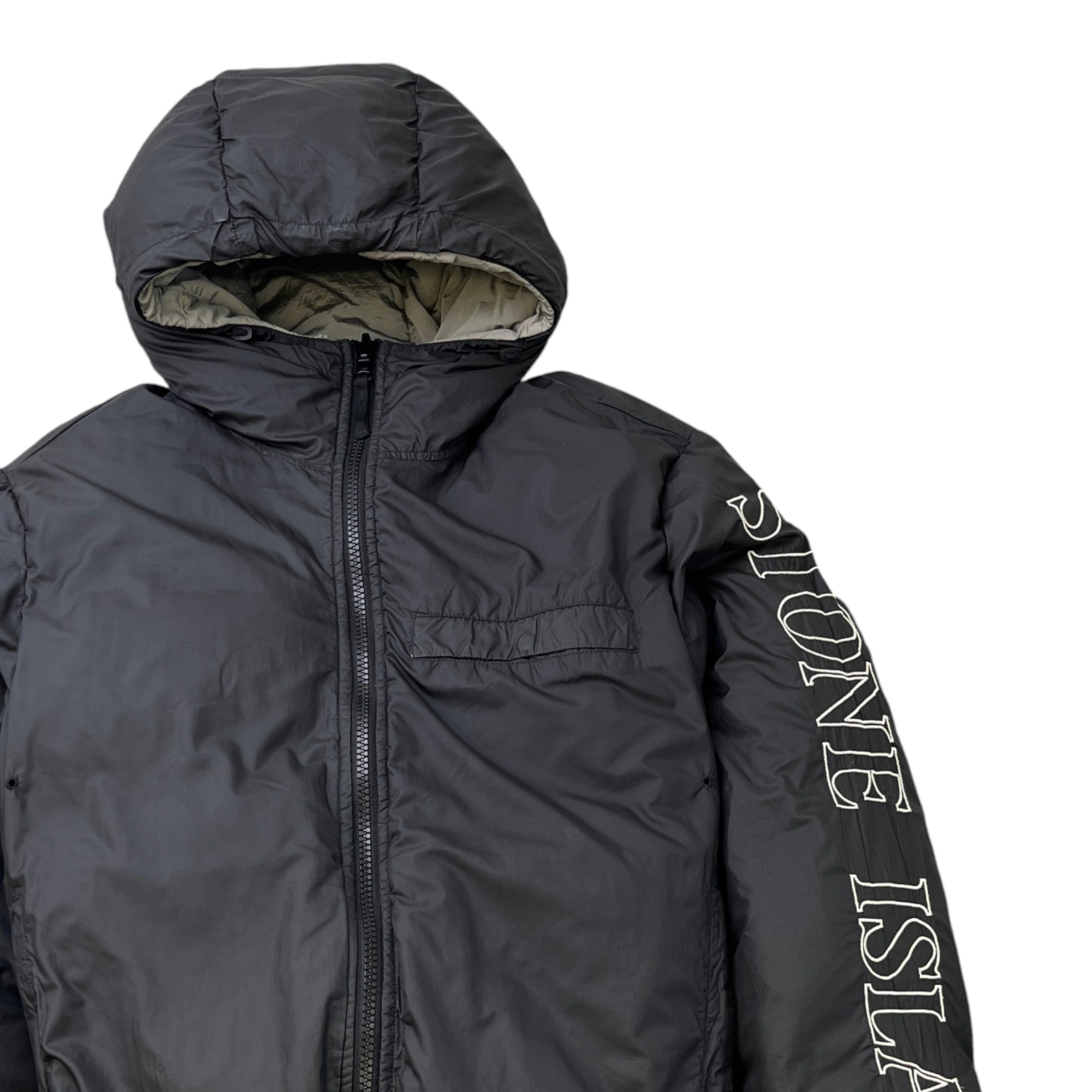 Men's Reversible Applique Logo Down Jacket Black Size L