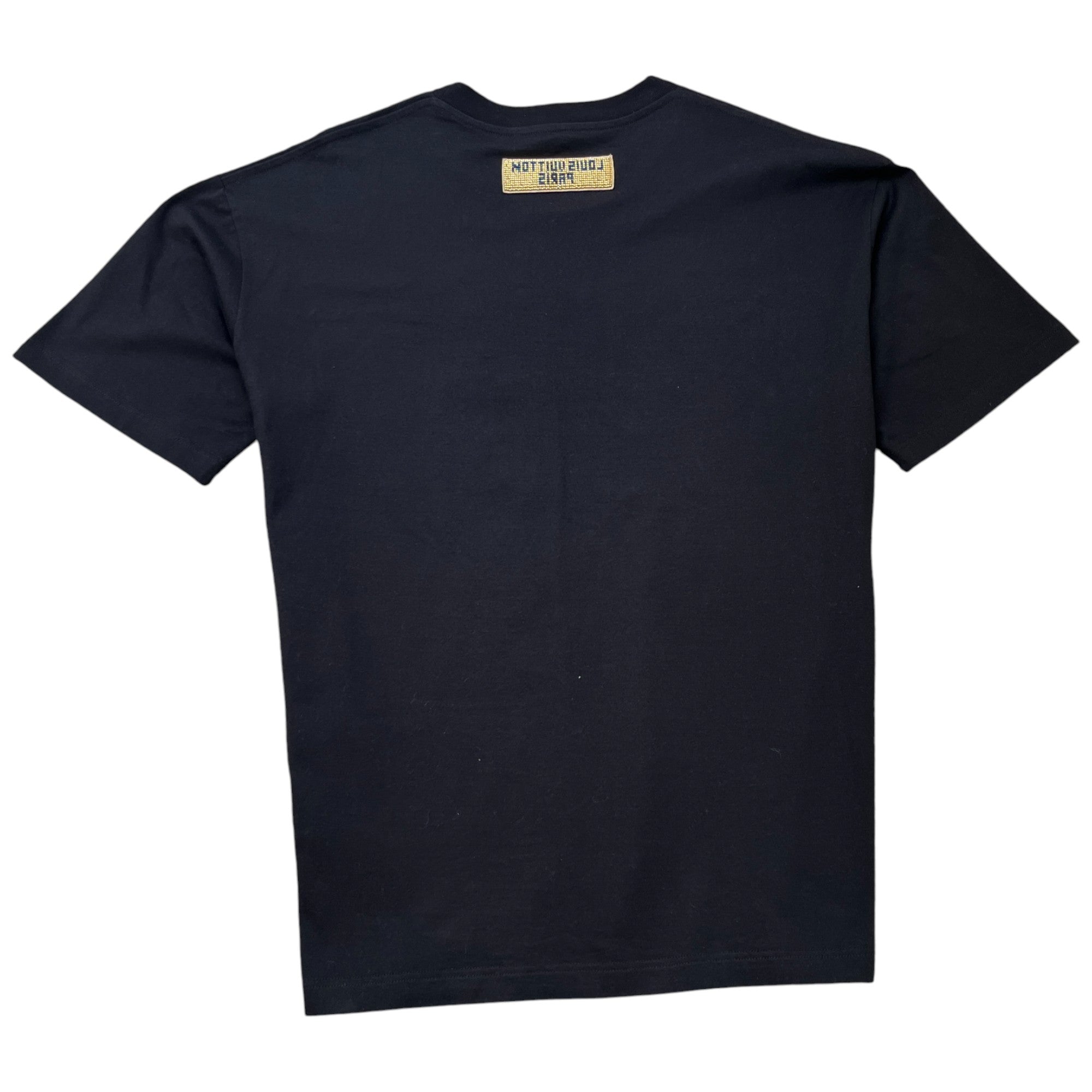 Men's Bead Embellished Cotton T-Shirt Black Size L