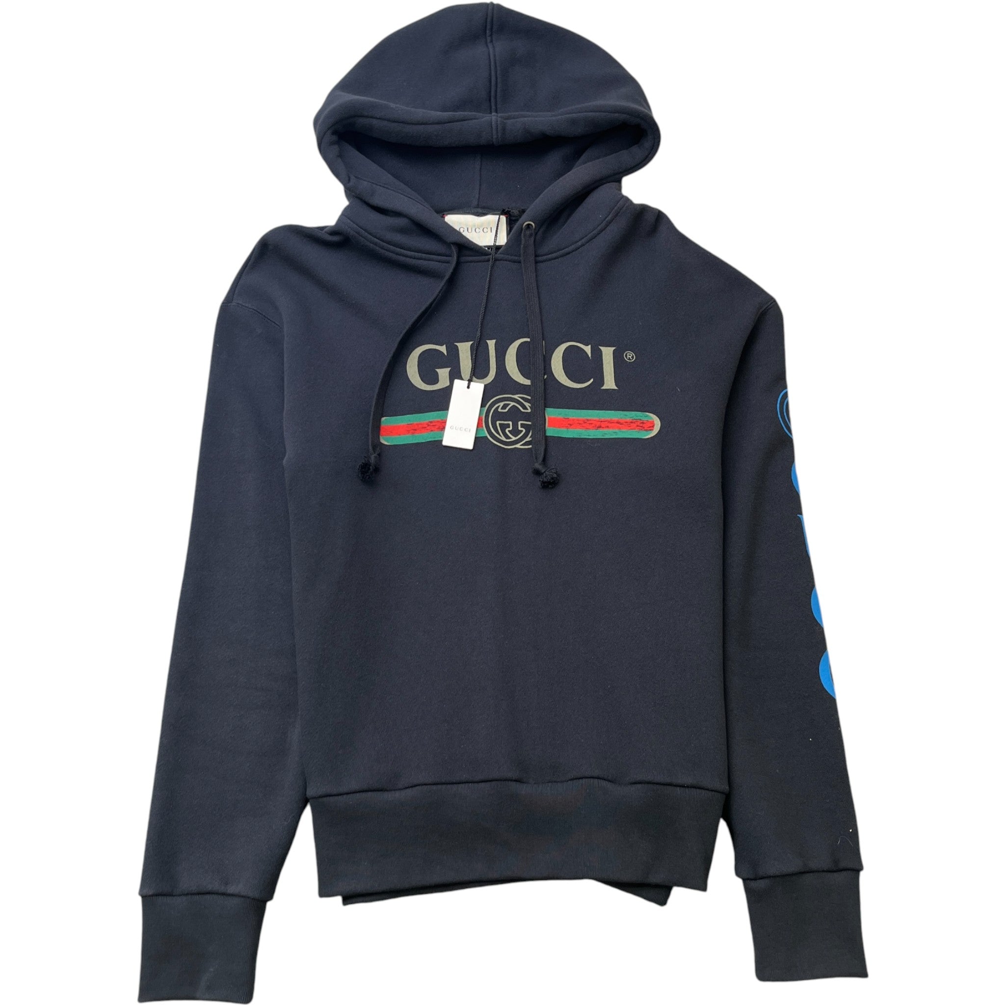 Men's Logo Print Hoodie Black Size S