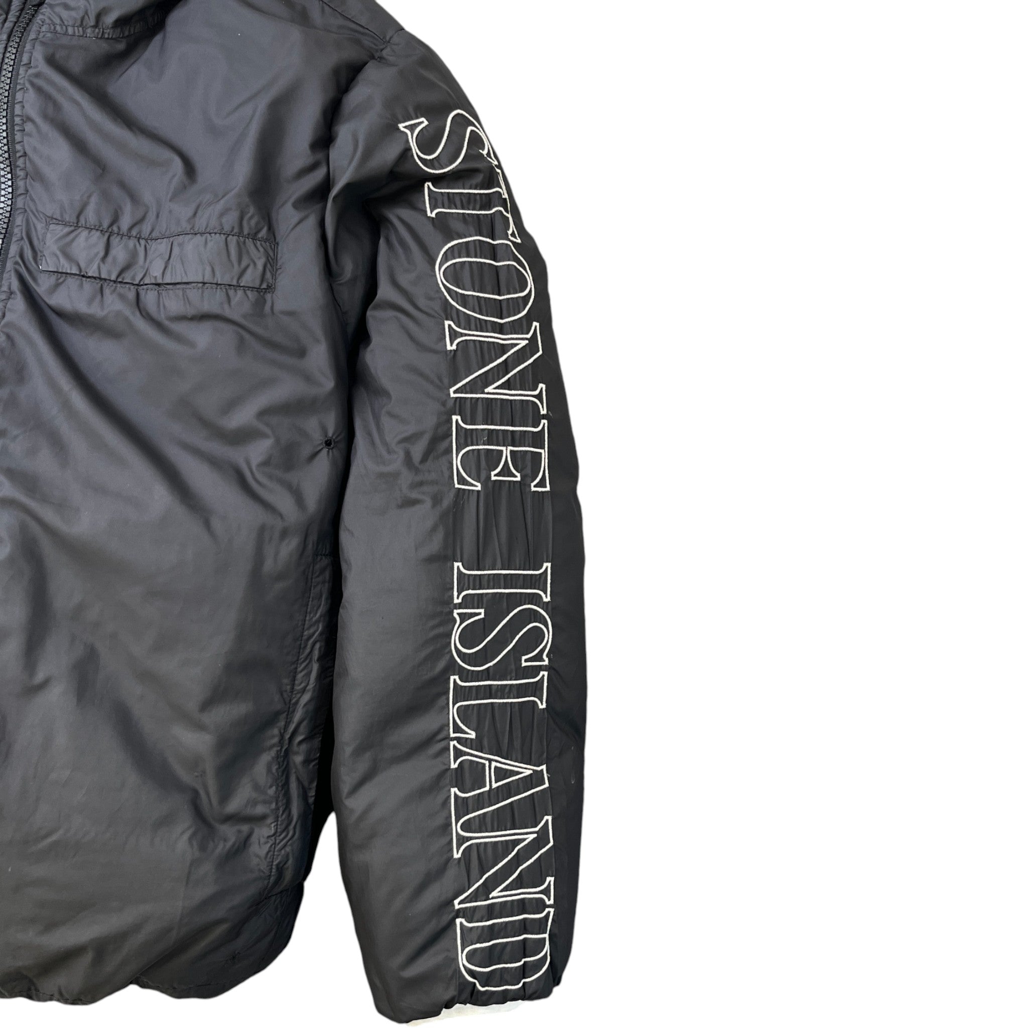 Men's Reversible Applique Logo Down Jacket Black Size L