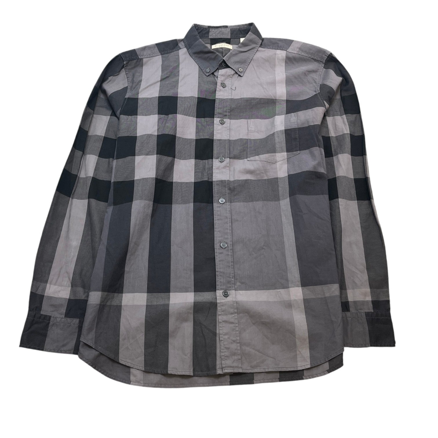 Men's Checkered Long Sleeve Shirt Grey Size XL
