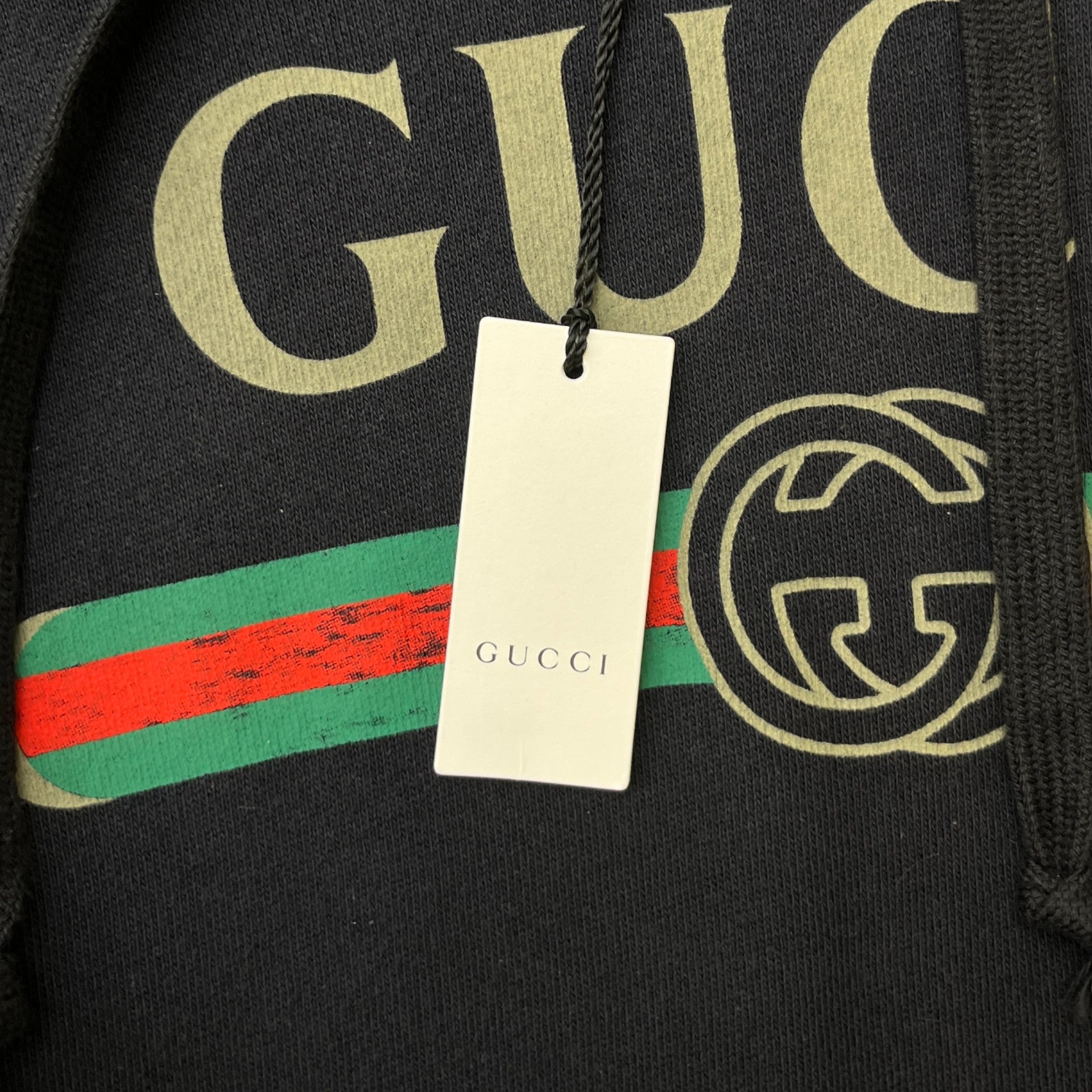 Men's Logo Print Hoodie Black Size S