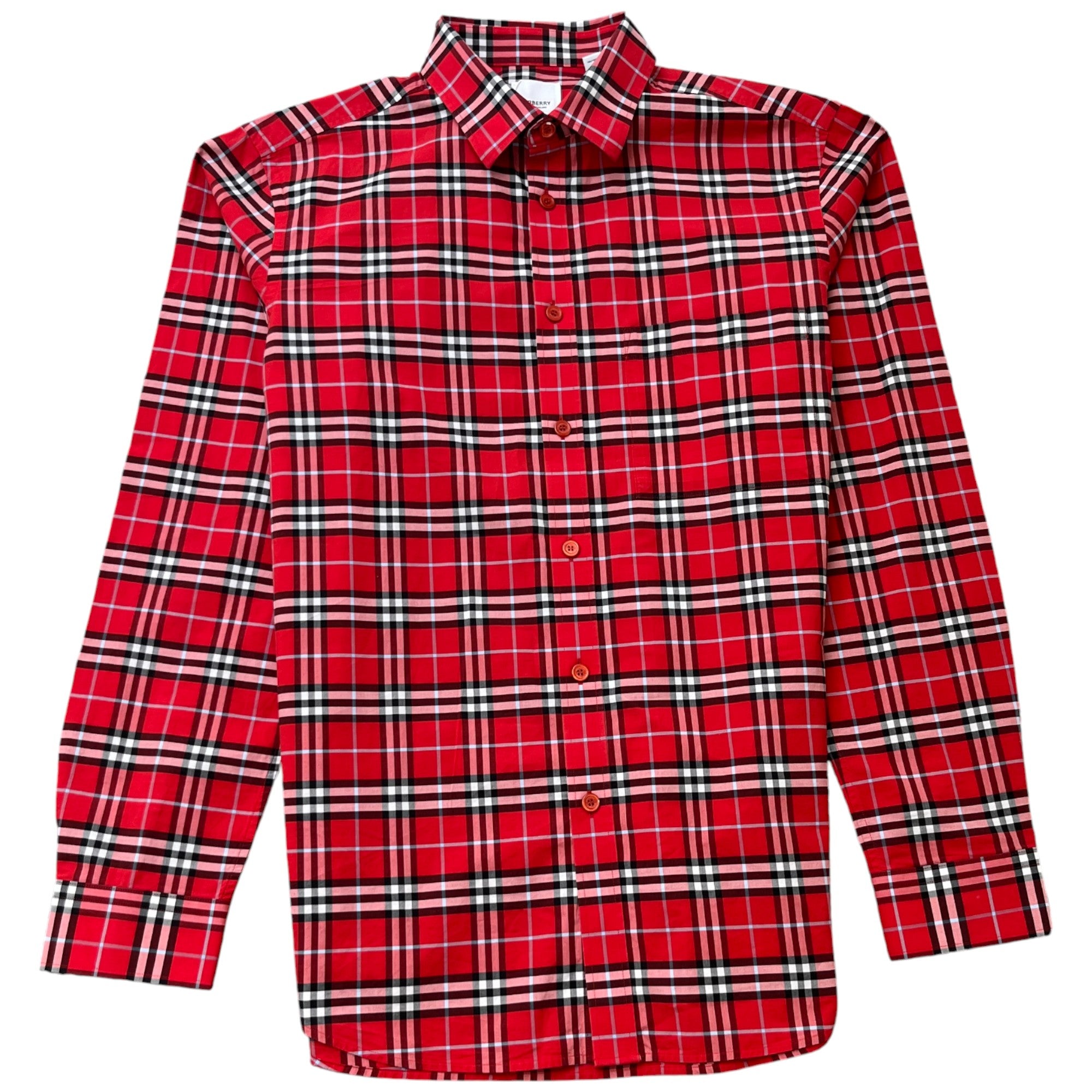 Men's Checkered Long Sleeve Shirt Red Size L