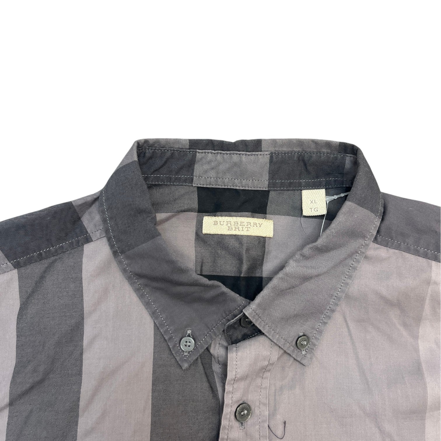 Men's Checkered Long Sleeve Shirt Grey Size XL