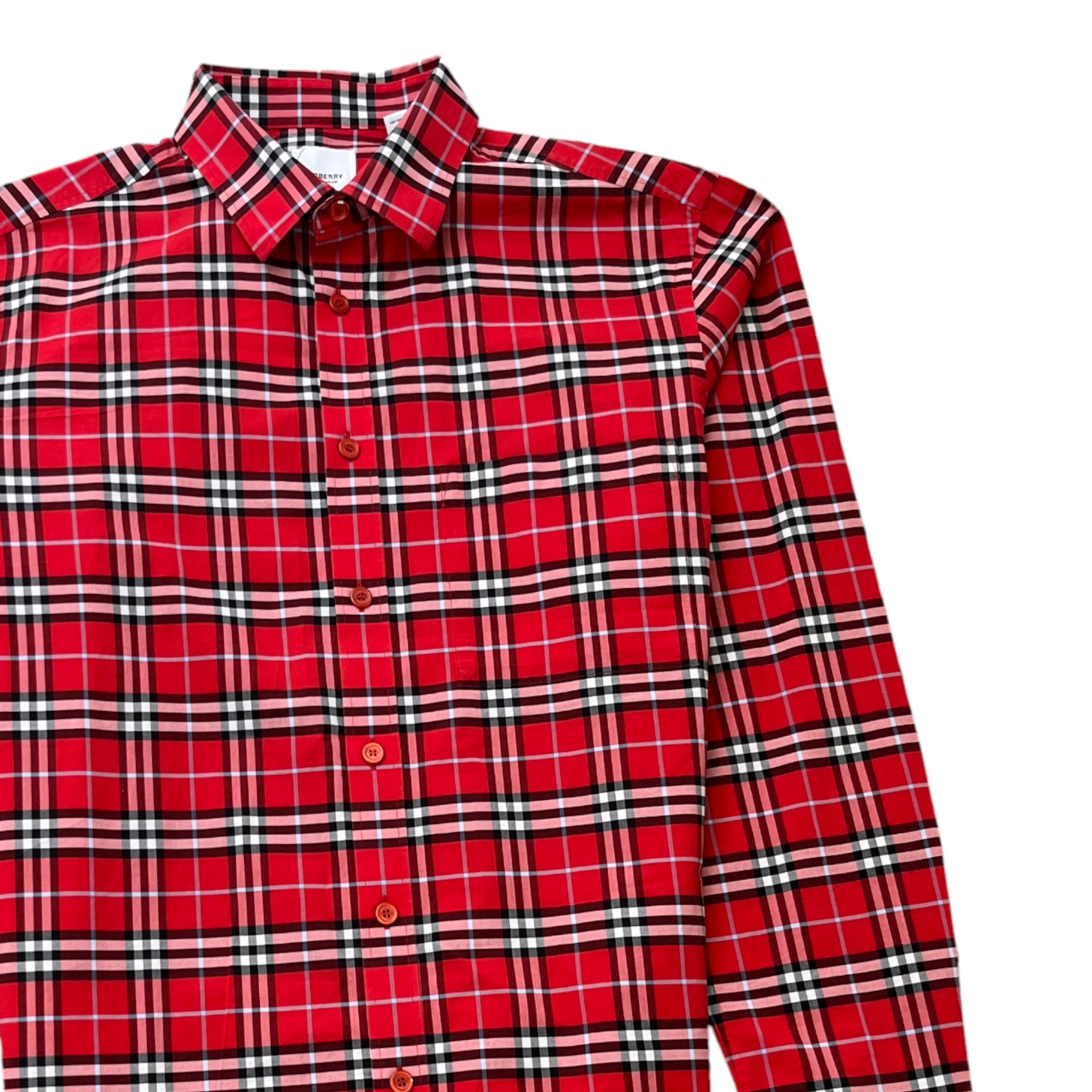 Men's Checkered Long Sleeve Shirt Red Size L