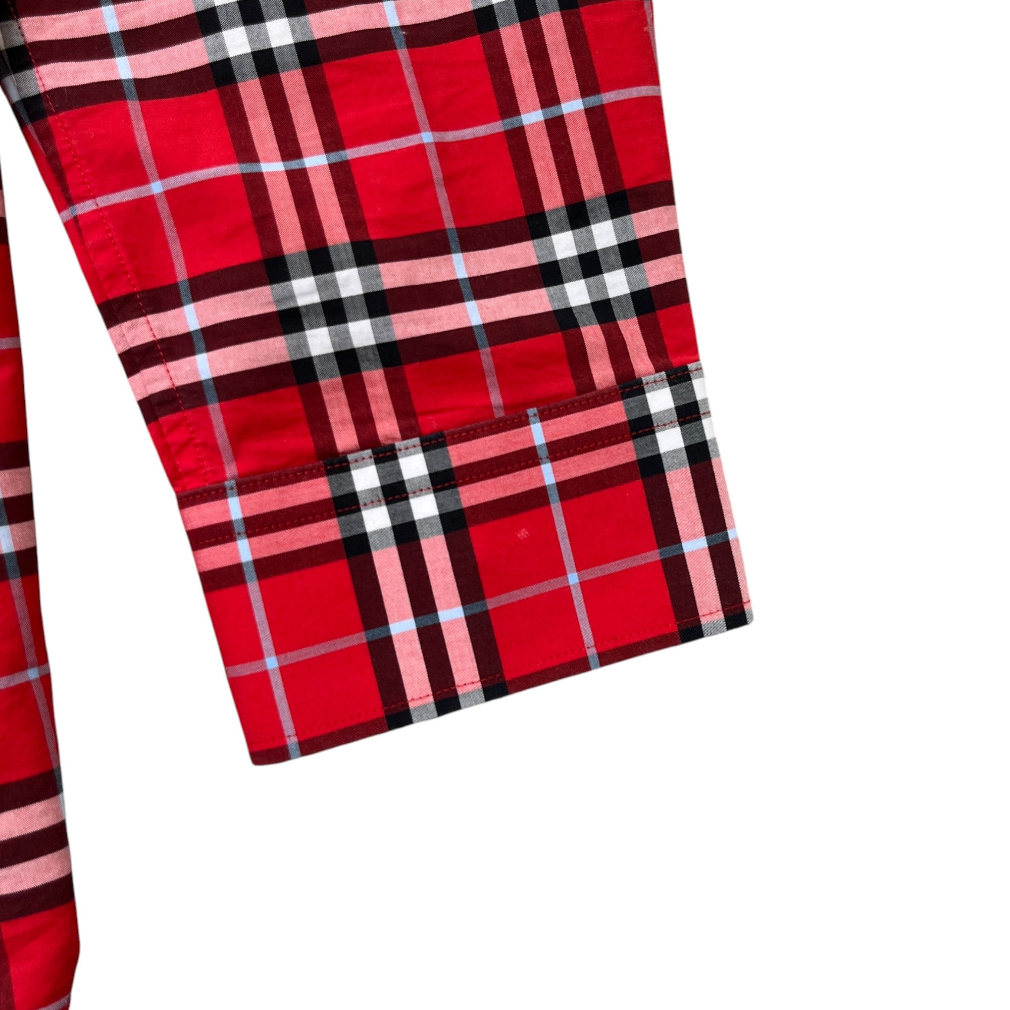 Men's Checkered Long Sleeve Shirt Red Size L