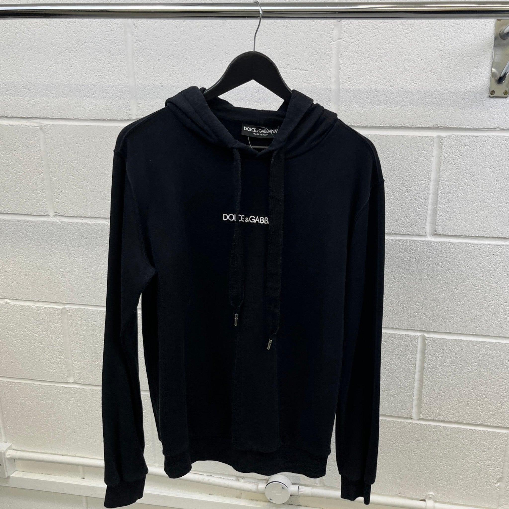 Men's Embroidered Logo Hoodie Black Size IT 48 / UK M