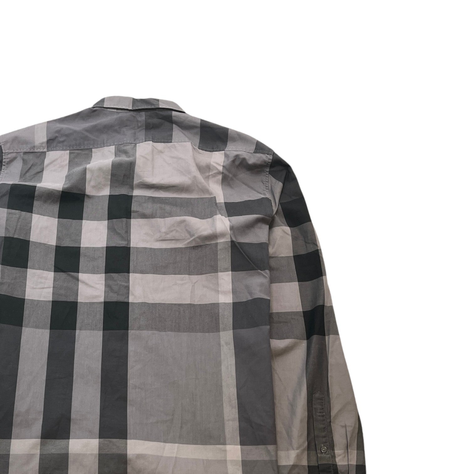 Men's Checkered Long Sleeve Shirt Grey Size XL