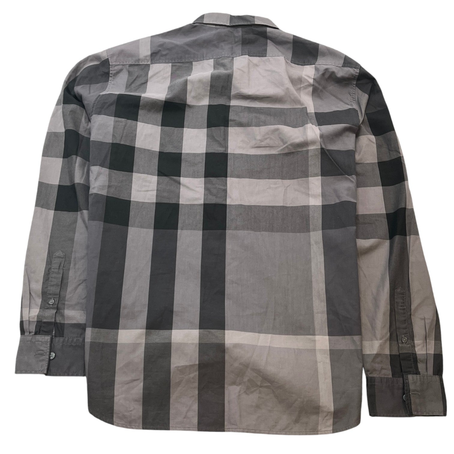 Men's Checkered Long Sleeve Shirt Grey Size XL