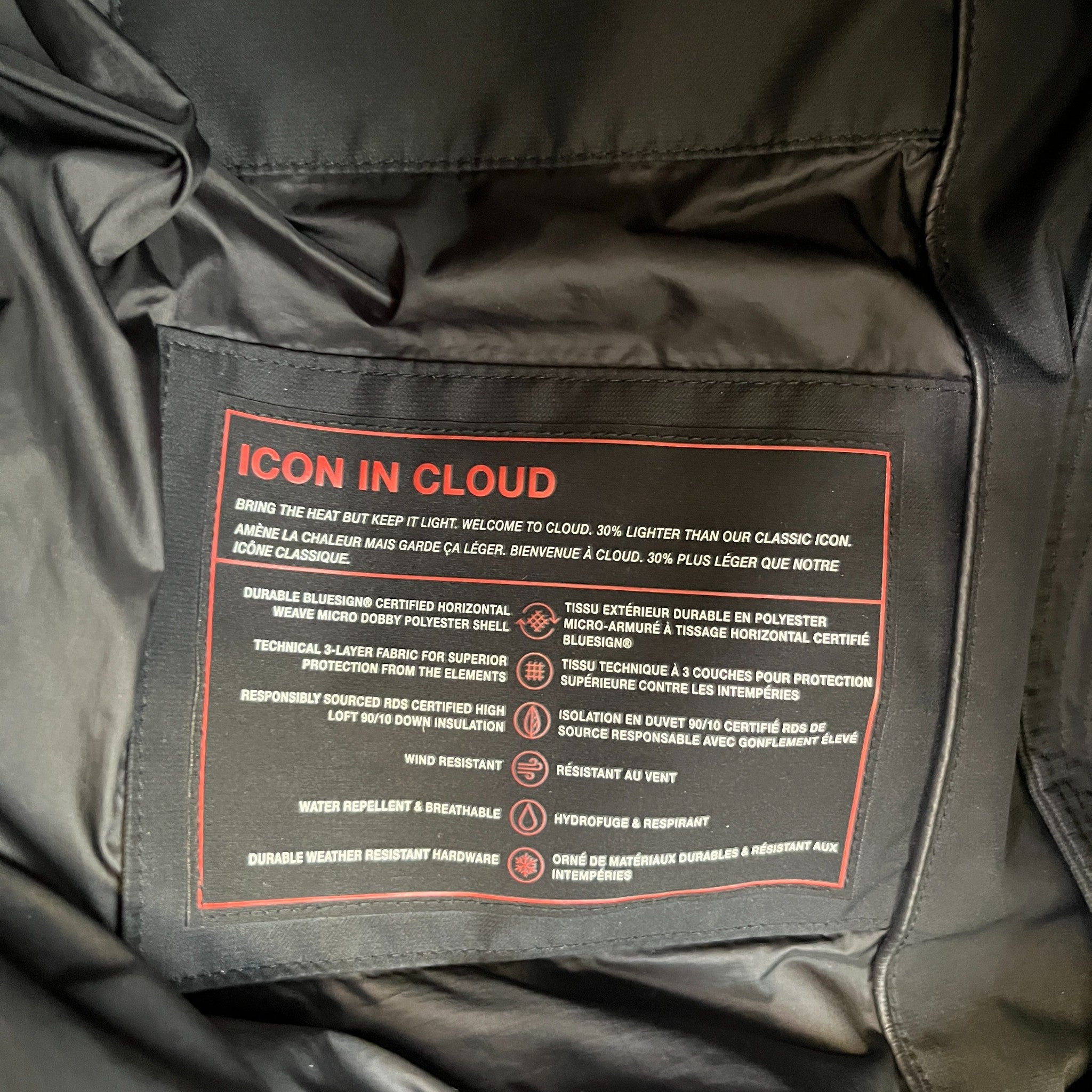 Men's Cloud 3Q Removable Hood Down Jacket Black Size XL