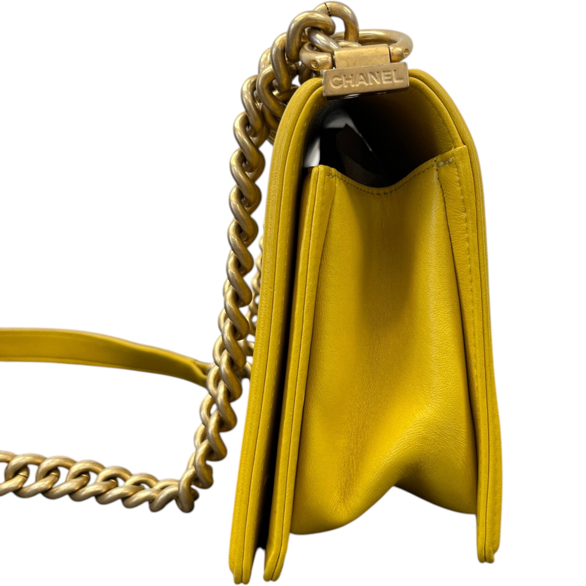 Women's Chevron Boy Flap Bag Yellow