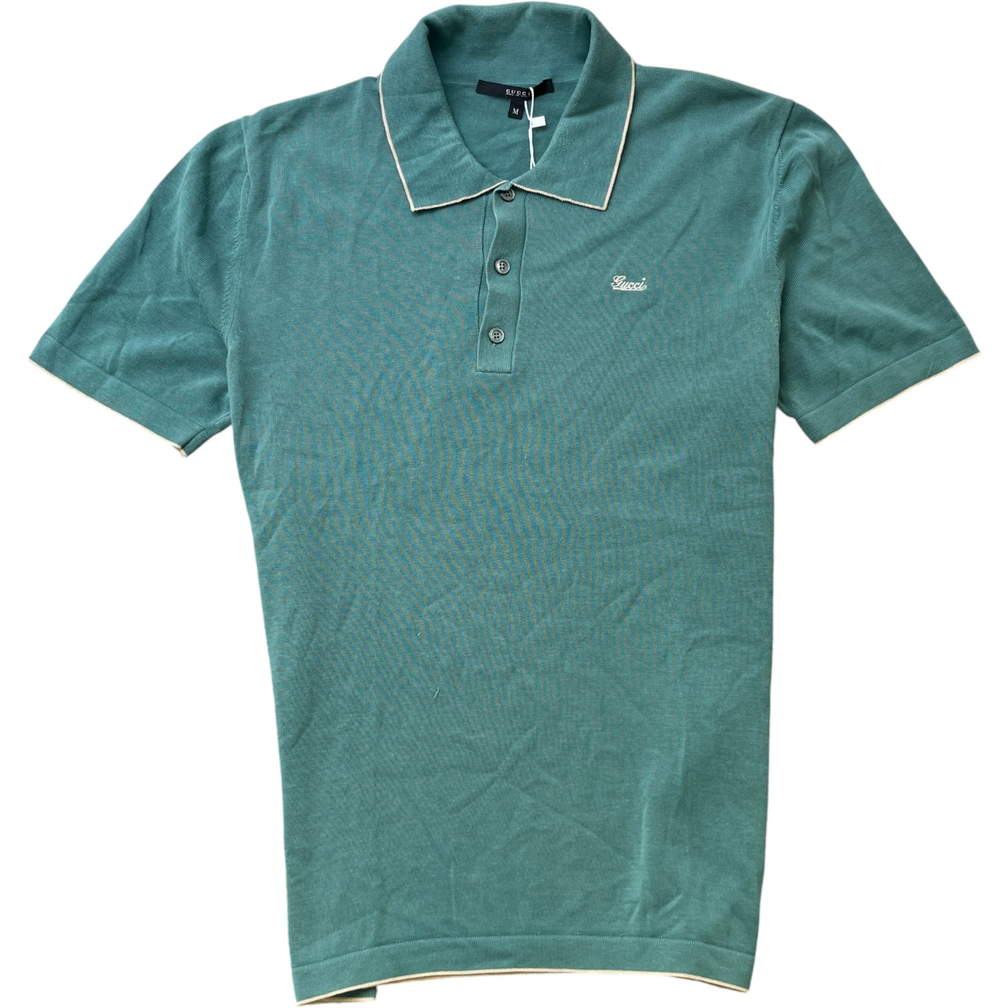 Men's Embroidered Logo Polo Shirt Green Size M