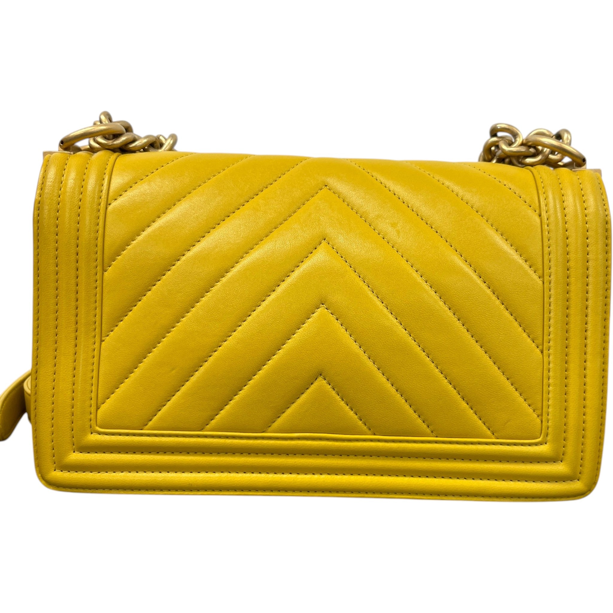 Women's Chevron Boy Flap Bag Yellow