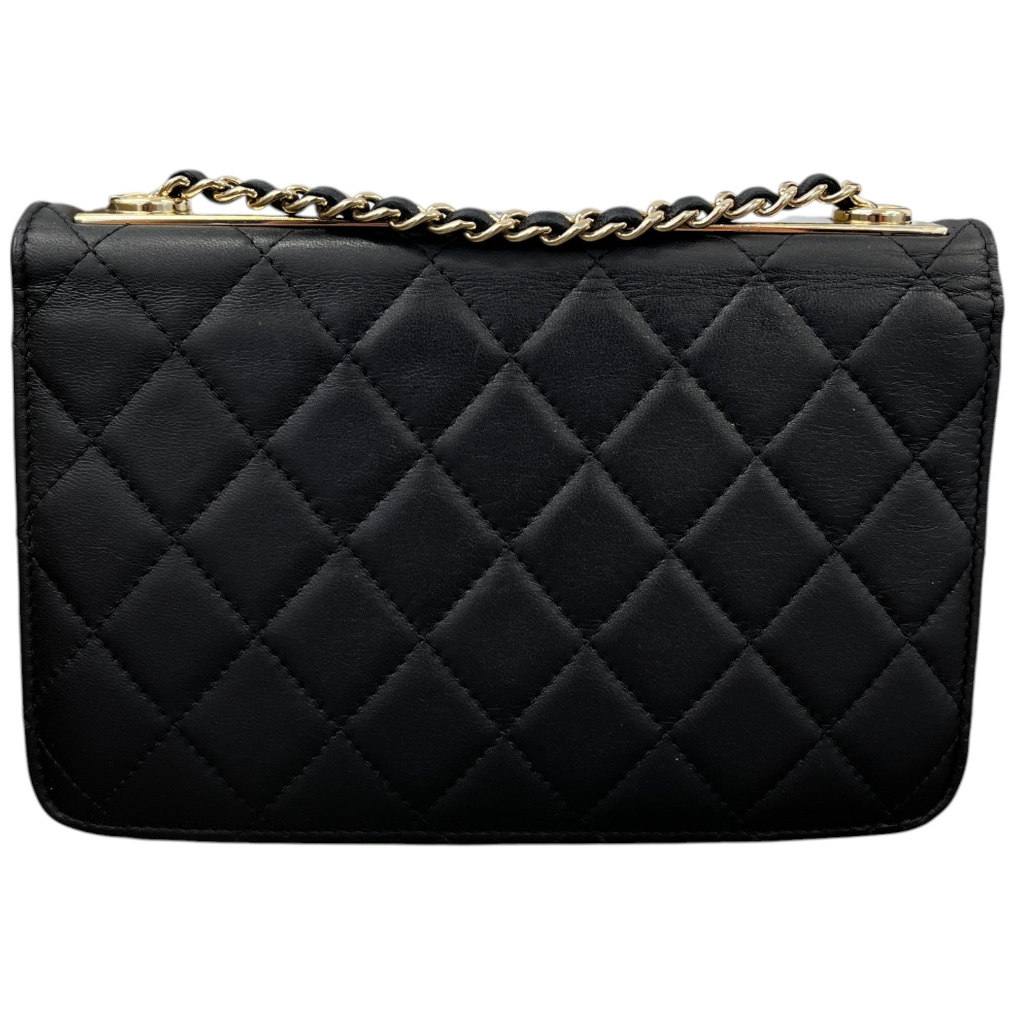 Women's Trendy Woc Wallet On Chain Lambskin Bag Black