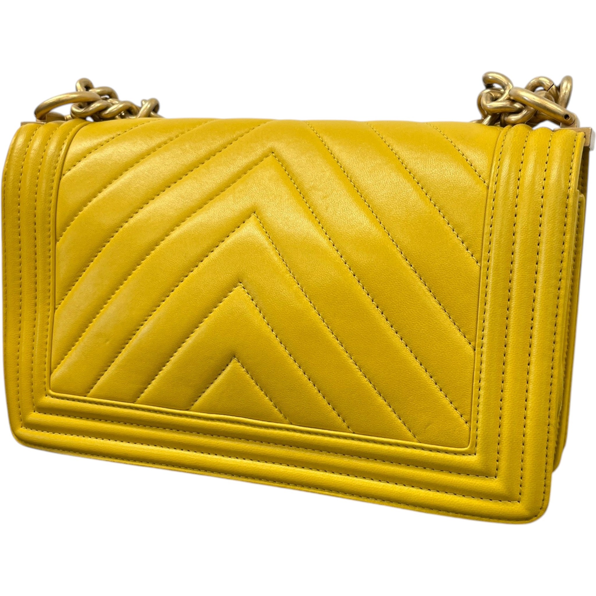 Women's Chevron Boy Flap Bag Yellow