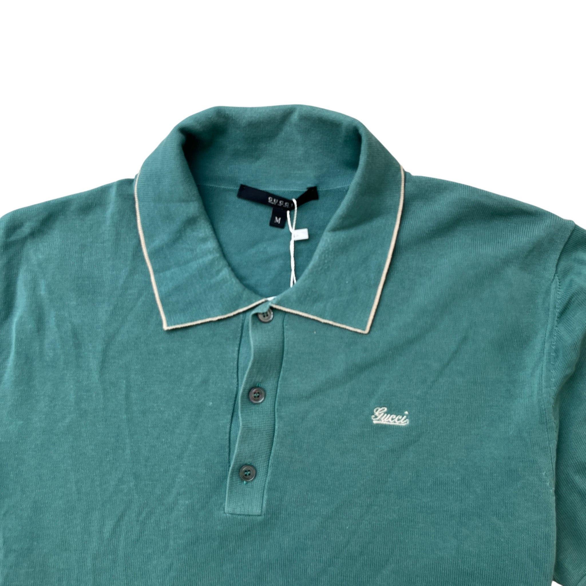 Men's Embroidered Logo Polo Shirt Green Size M