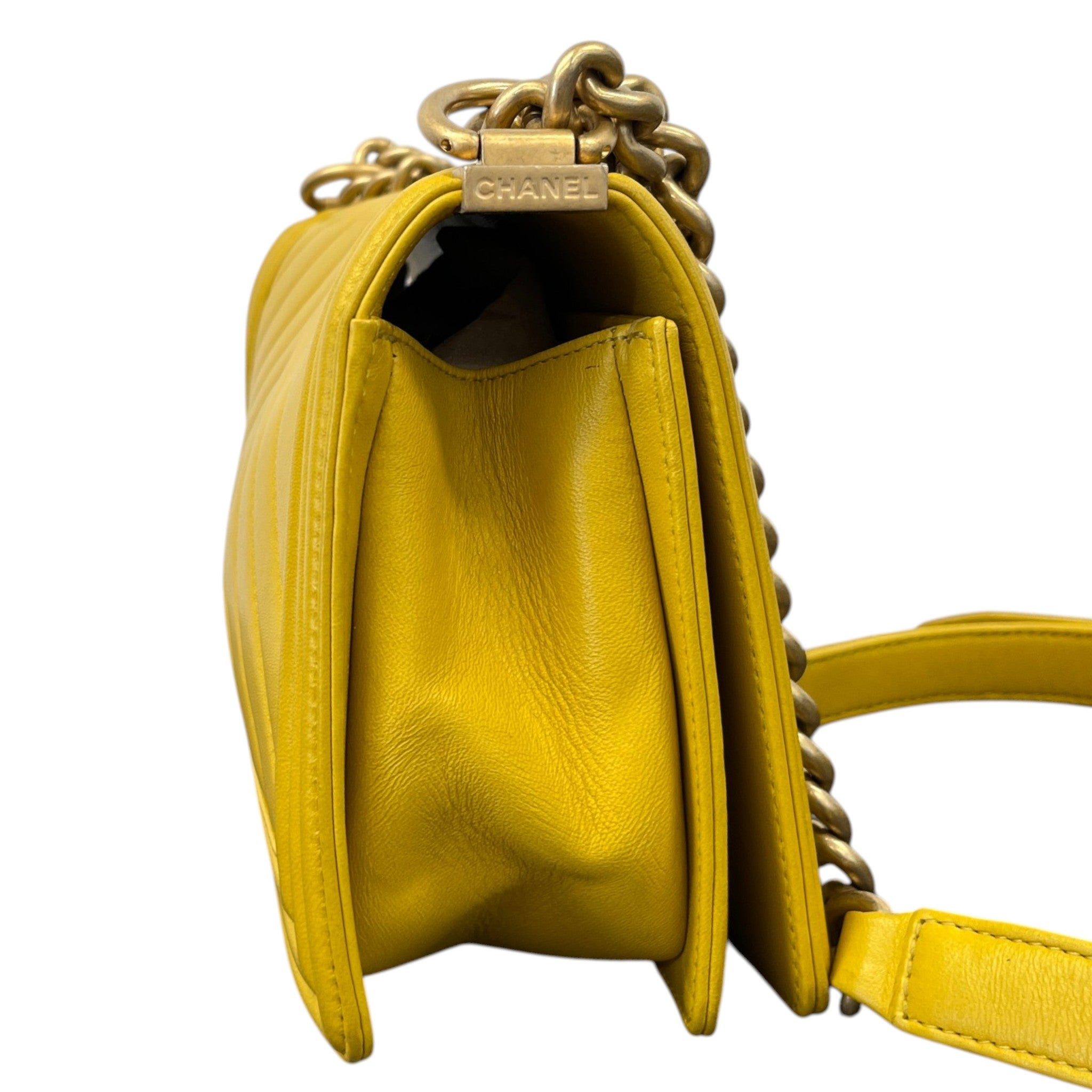 Women's Chevron Boy Flap Bag Yellow