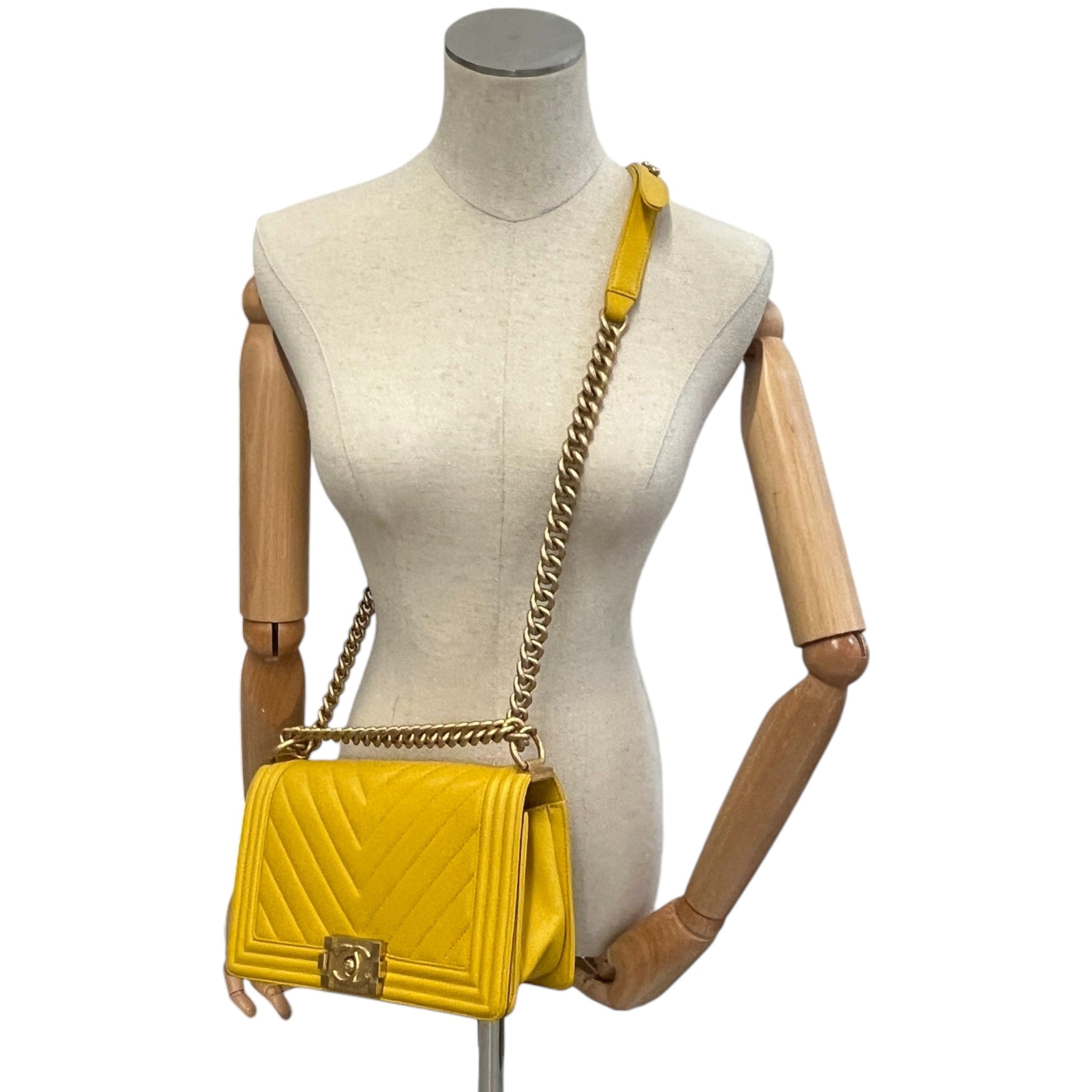 Women's Chevron Boy Flap Bag Yellow