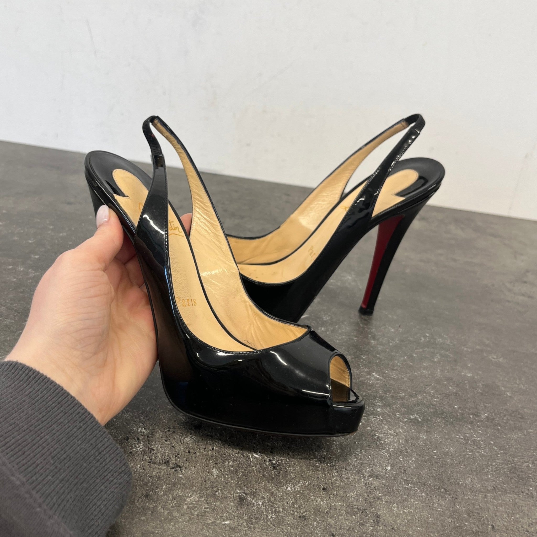 Women's Private Number Peep Toe Heels Black Size EU 36 / UK 3