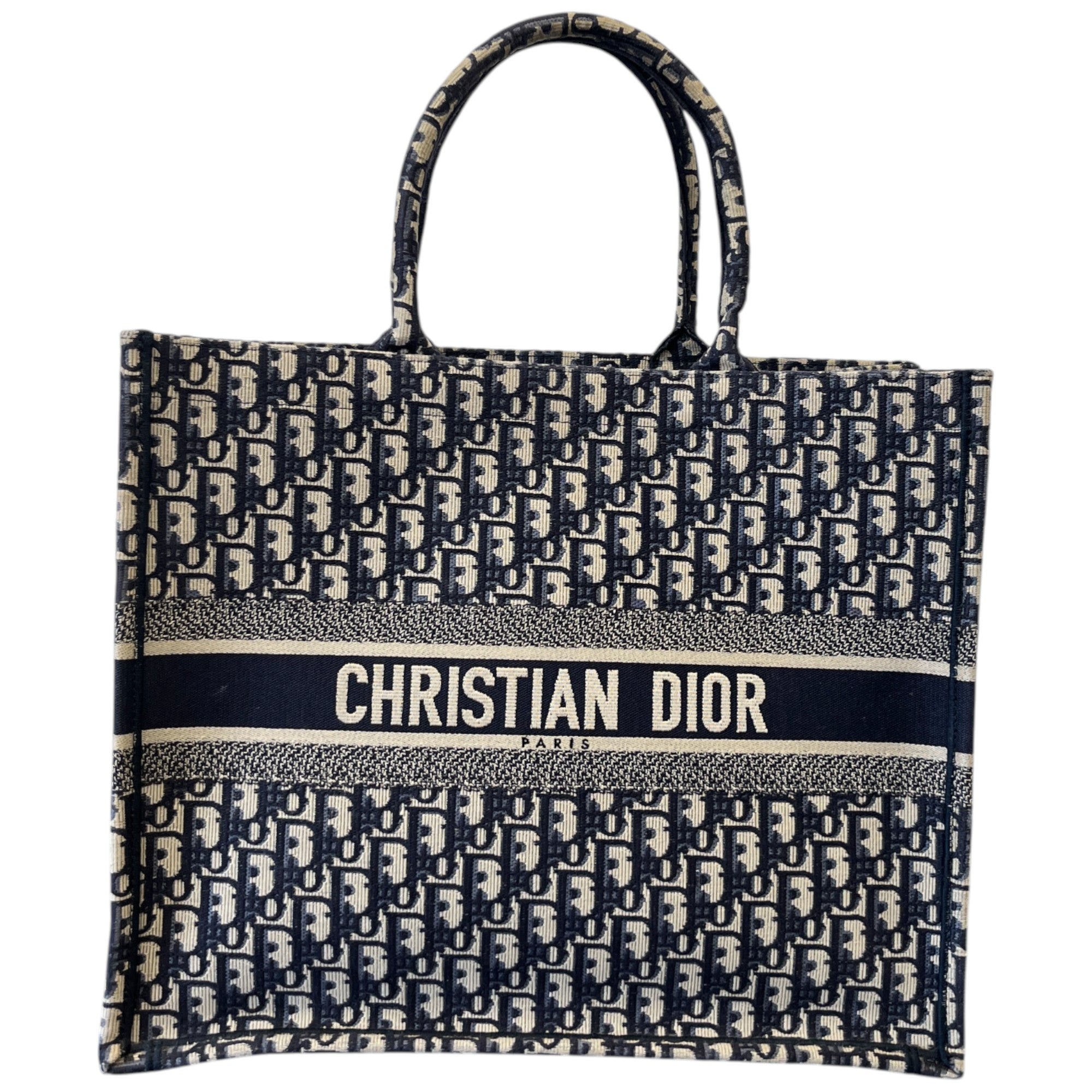 Women's Large Oblique Book Tote Bag Navy