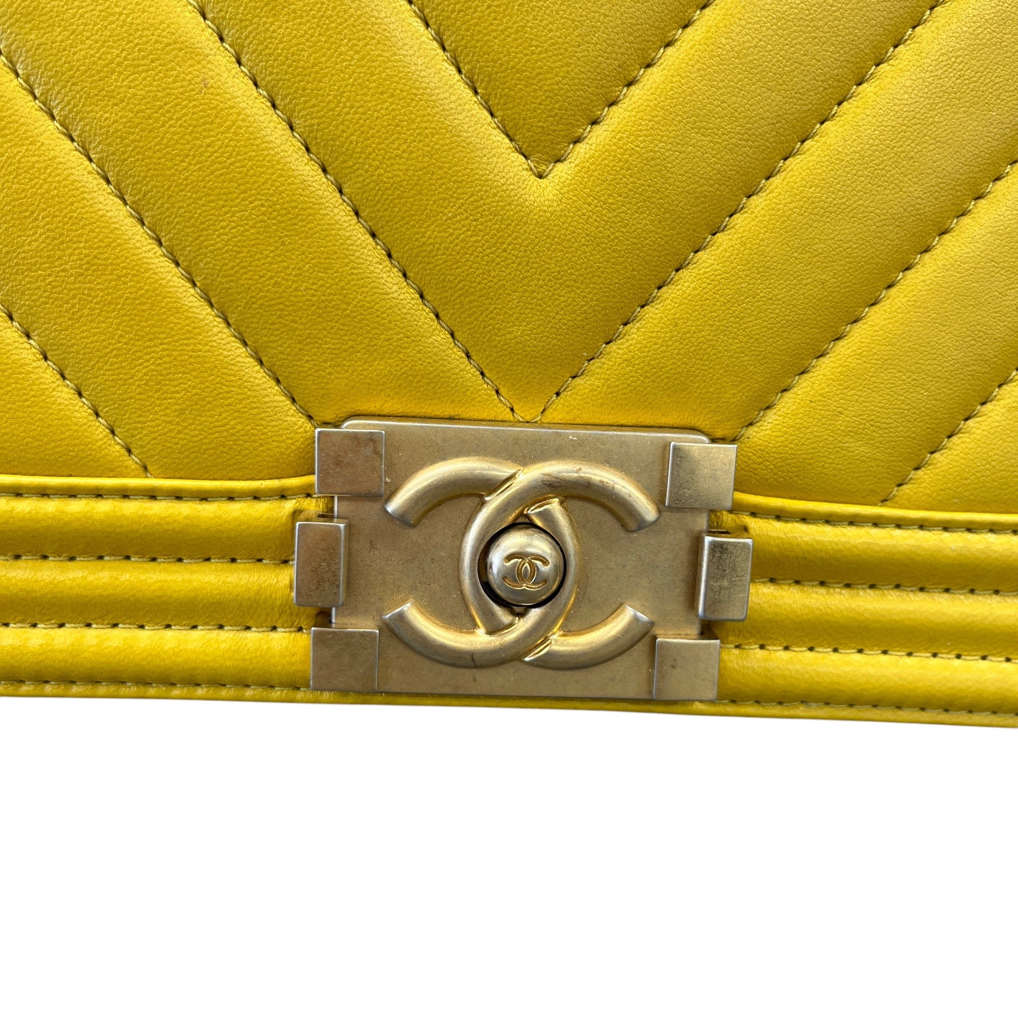 Women's Chevron Boy Flap Bag Yellow