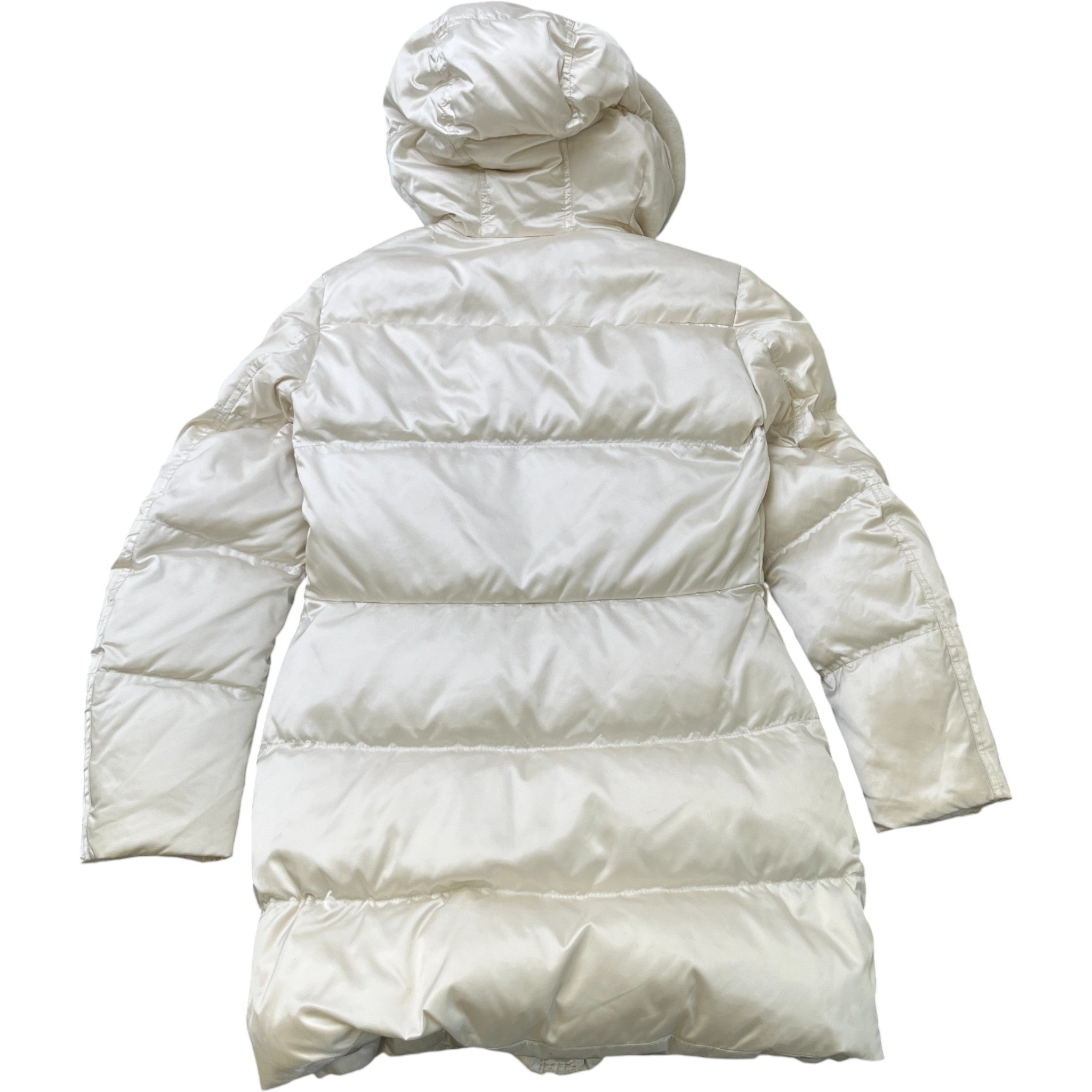 Women's Plaque Logo Quilted Down Jacket Cream Size IT 42 / UK 10