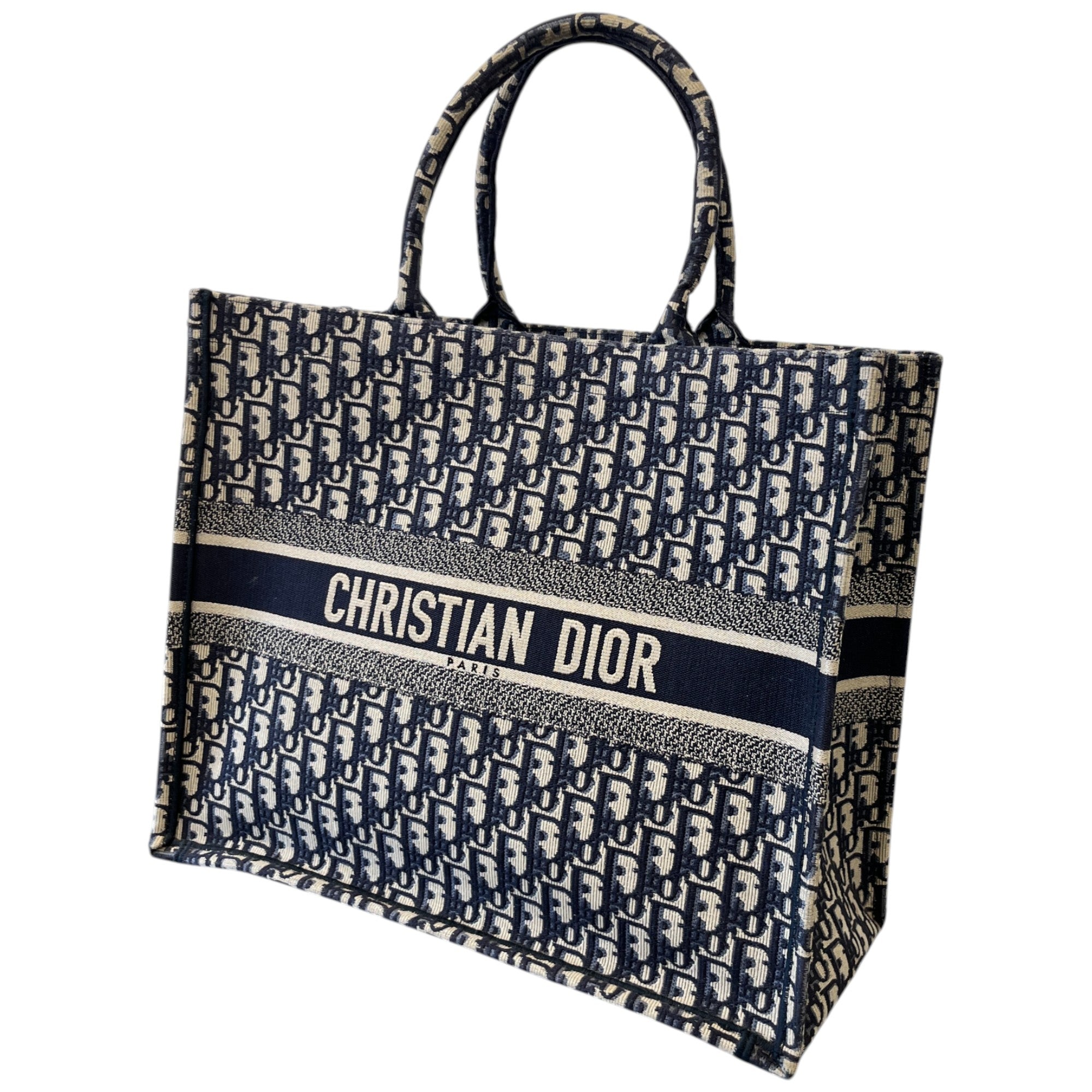 Women's Large Oblique Book Tote Bag Navy