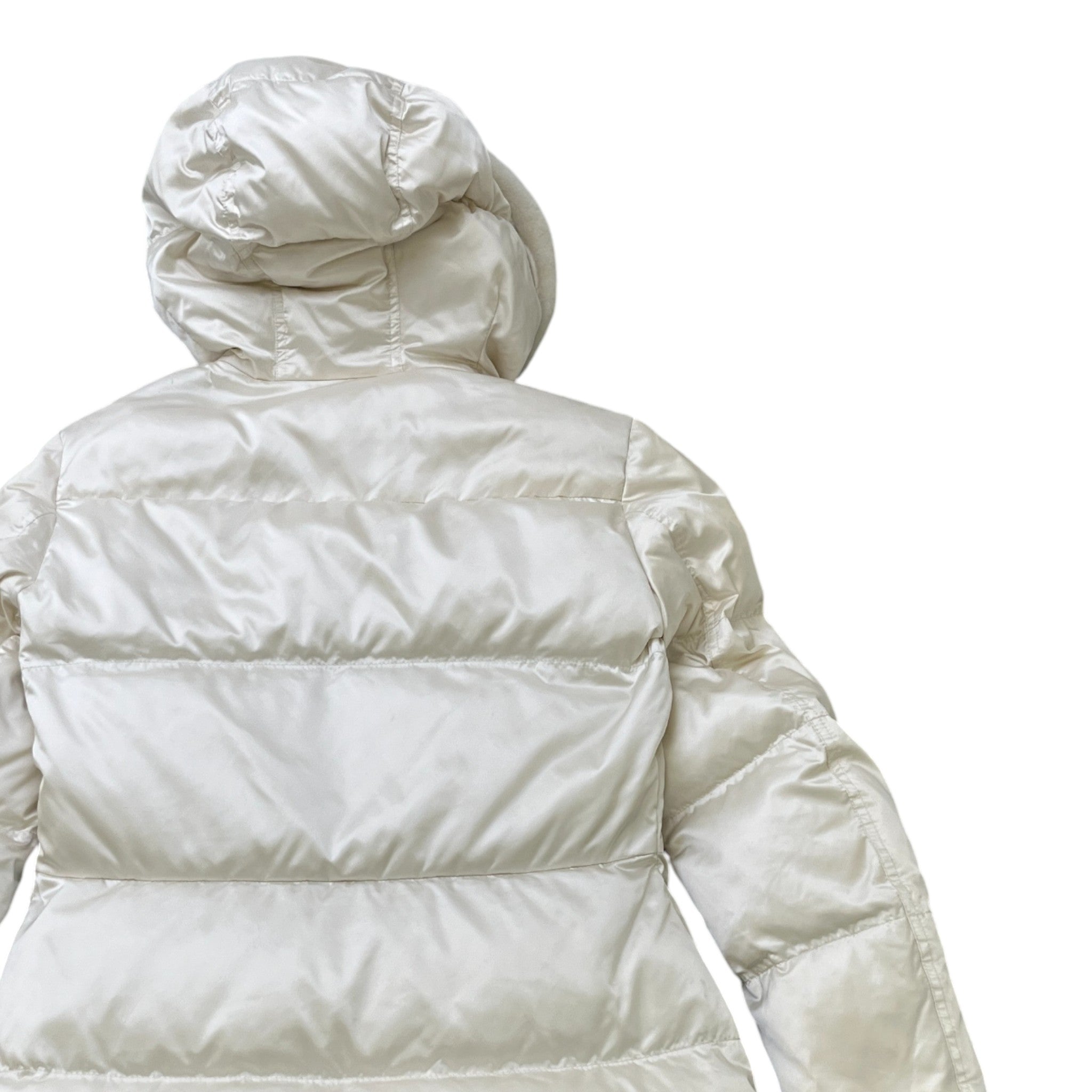 Women's Plaque Logo Quilted Down Jacket Cream Size IT 42 / UK 10