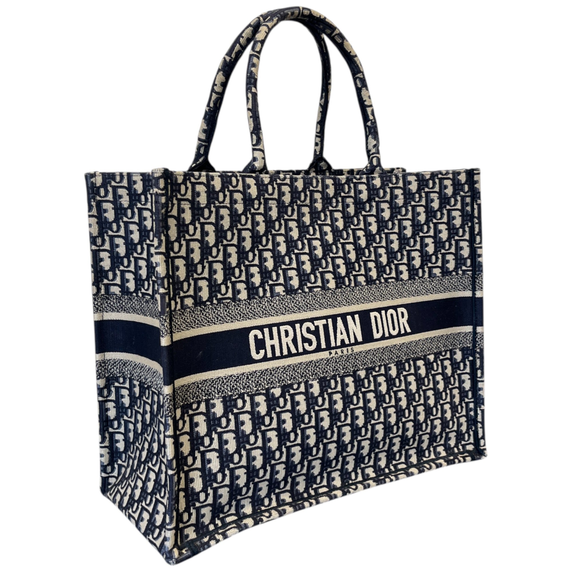 Women's Large Oblique Book Tote Bag Navy