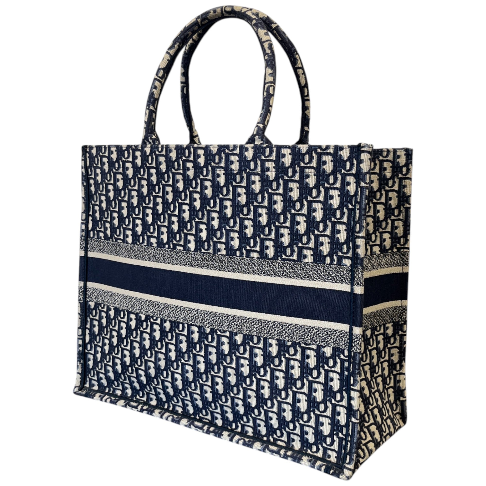 Women's Large Oblique Book Tote Bag Navy