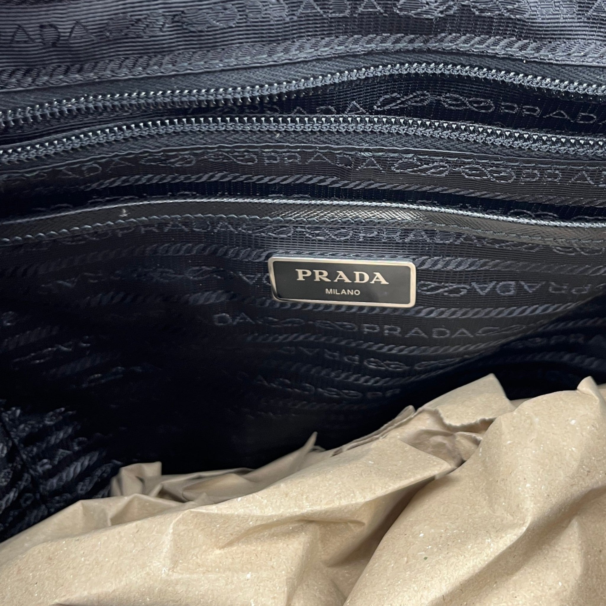 Women's Re-Nylon Plaque Logo Backpack Black