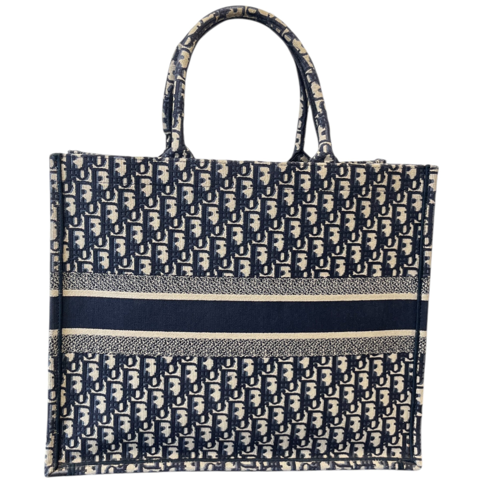 Women's Large Oblique Book Tote Bag Navy