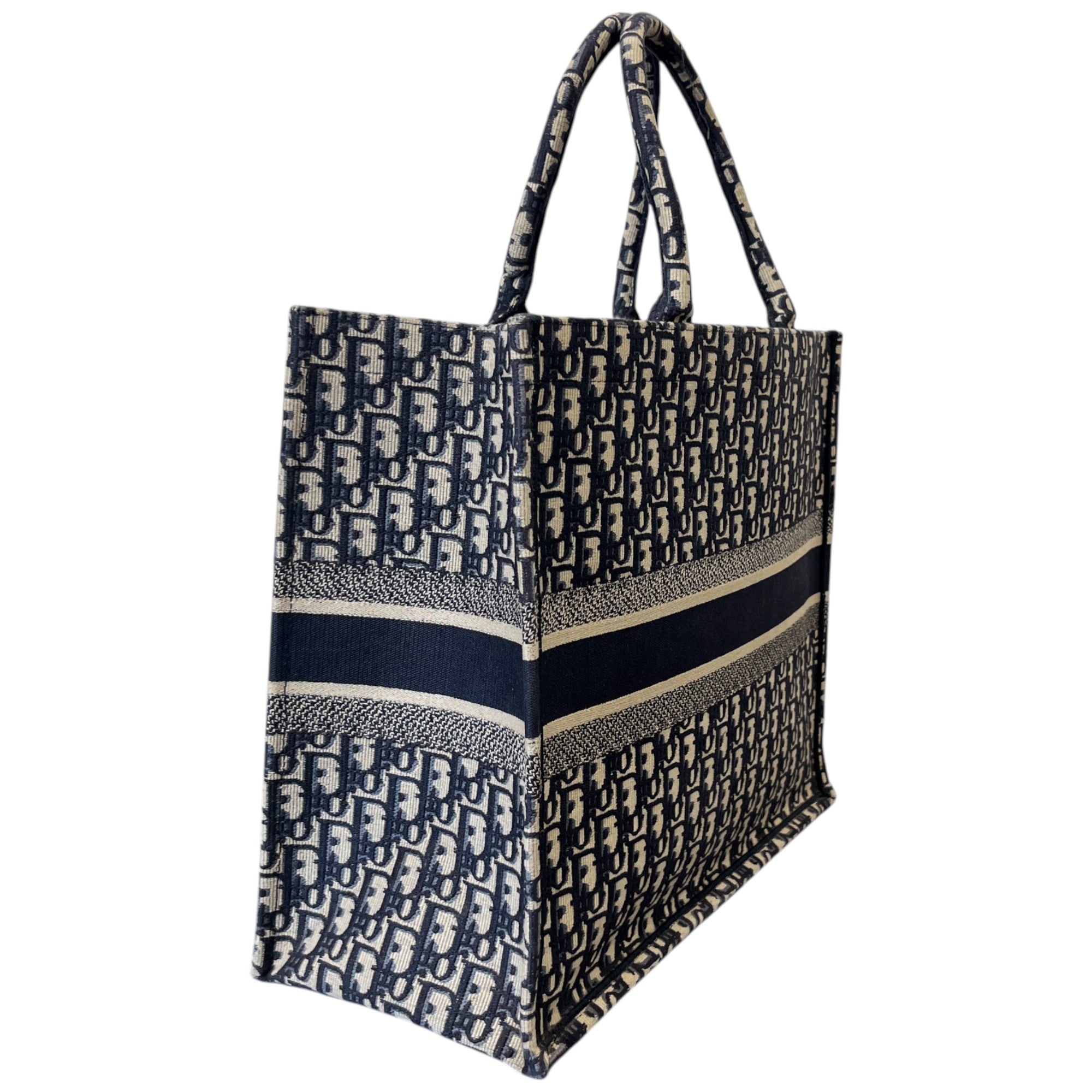 Women's Large Oblique Book Tote Bag Navy