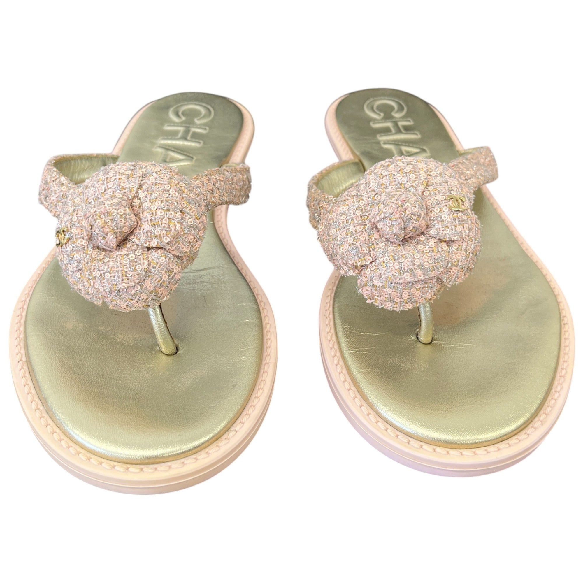 Women's Tweed Cc Camellia Sandals Pink Size EU 40 / UK 7