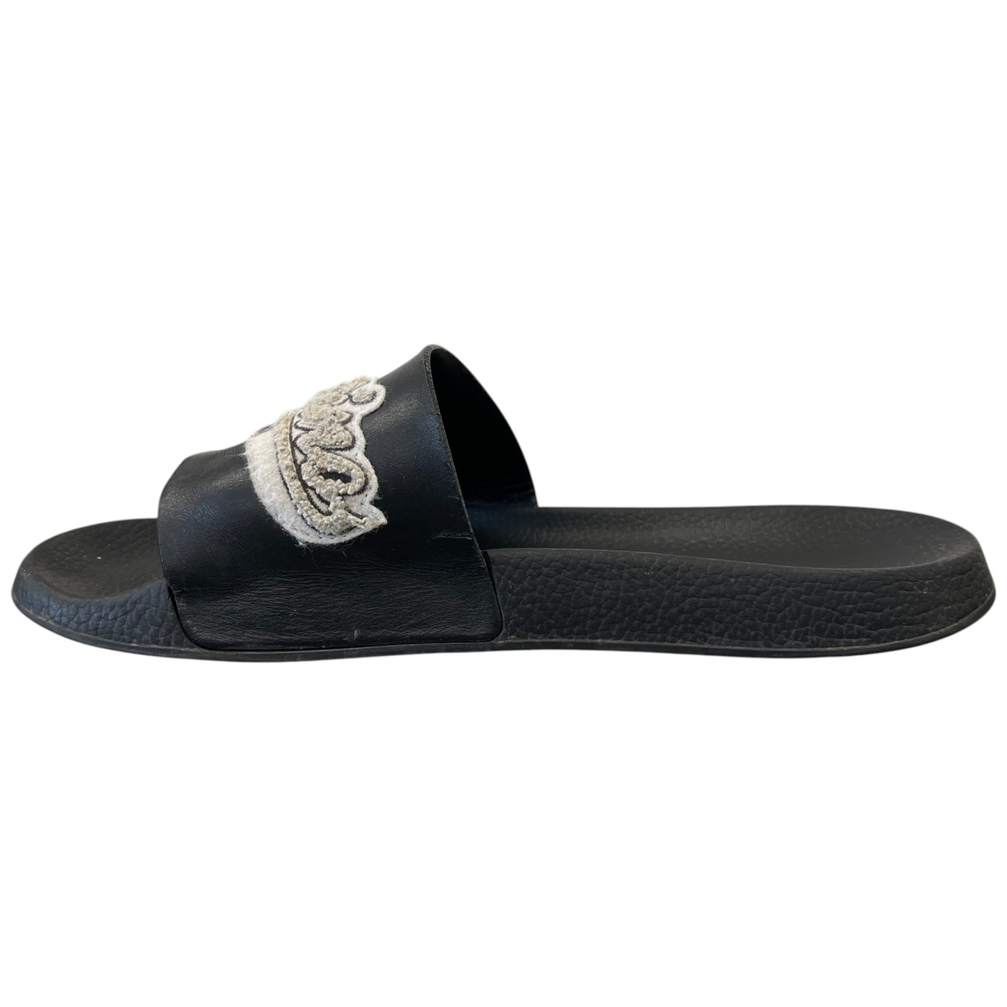 Men's Applique Logo Slides Black Size EU 44 / UK 10